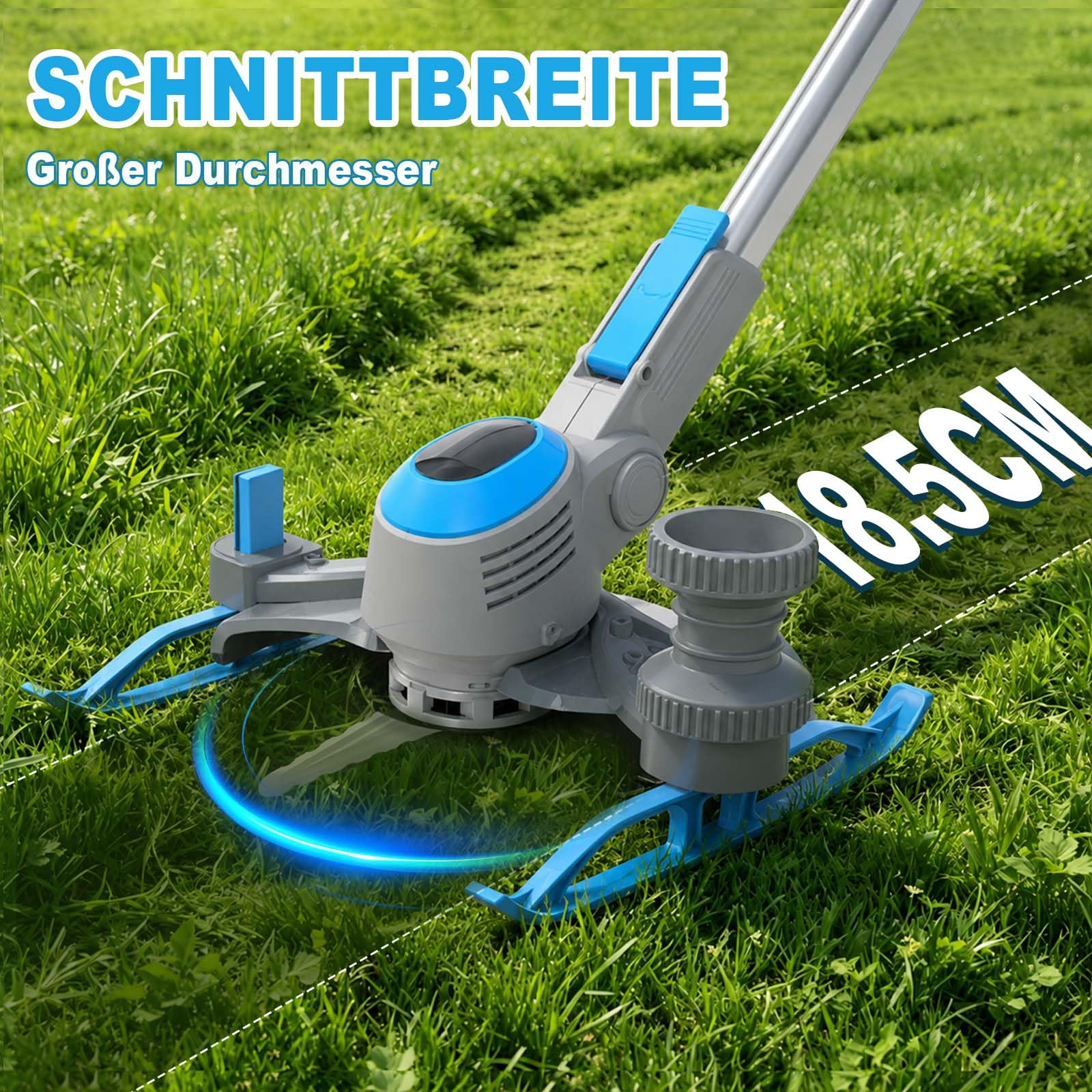 Akku Rasentrimmer für Makita-Akkus, 2 in 1 Rasentrimmer mit 2 x 3.0Ah Akku | 21V Akku Freischneider/Rasenkantenschneider mit 3 Klingenmodellen für Rasen, Garten, Einfassung der Einfahrt und Buschtrimmen