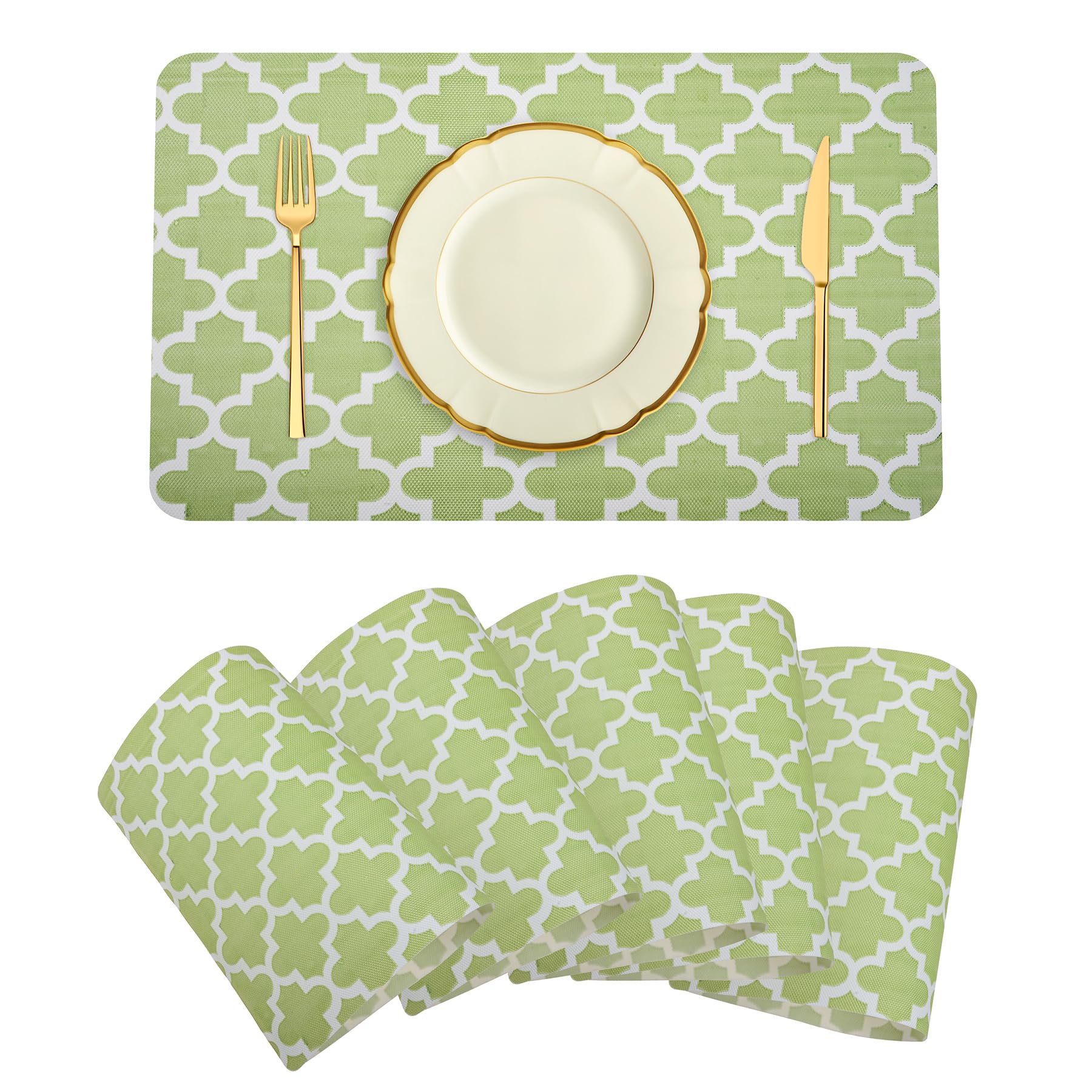Heart Home Placemat | Placemats for Dining Room | Anti-Slip Table Mat Set | Placemats for Kitchen Table | Dining Table Placemats | Hexagon-Design Placemat | 6 Piece Set | Green (B0CLGX3C6P) Amazon Price History, Amazon Price Tracker