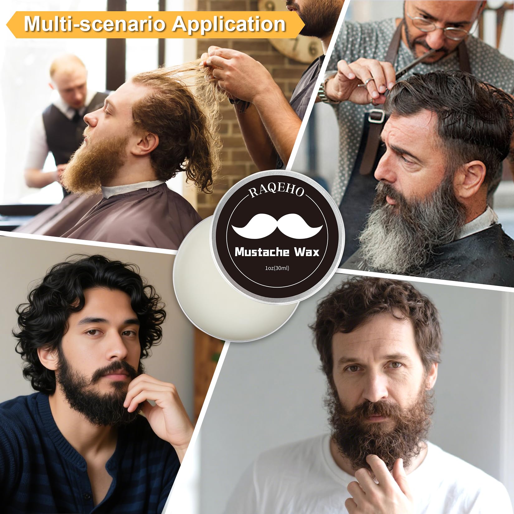 1oz Mustache Wax For Men - Unscented Strong Hold Moustache Beard Wax Styling Paste Thickener Grooming Balm Cera Para Barba De Hombre Moisturizer Men'S Beard &Mustache Care Product With Shea Oil