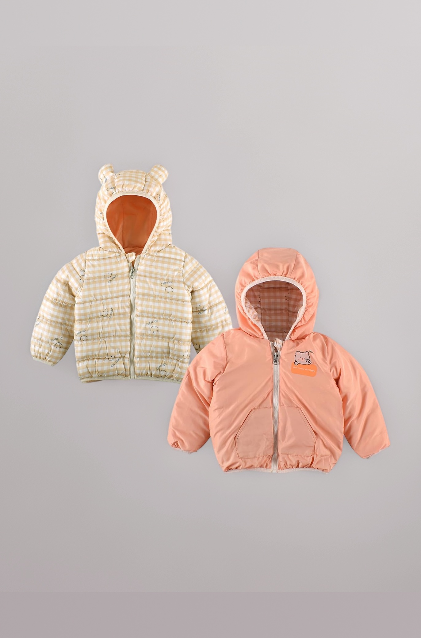 Bold N Elegant Cartoon Print Reversible Winter Standard Length Puffer Jacket For Kids Hooded Coat Jacket With Fleece Lining For Boy's & Girls