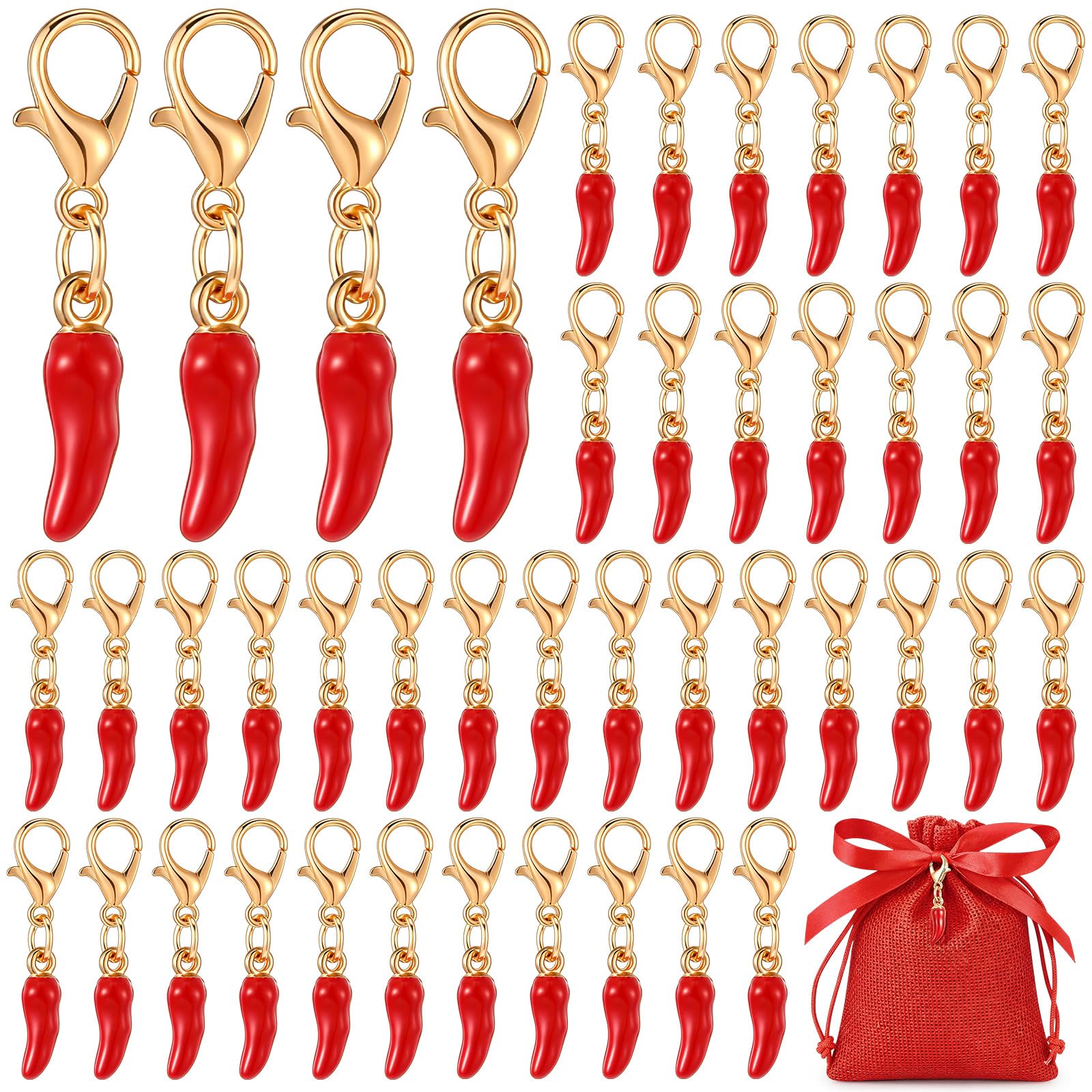 BBTO 100 Rosso Cornetto Portafortuna Ciondolo Portafortuna Portachiavi Cornetto Portafortuna Peperoncino Ciondoli Laurea per Bomboniere DIY Creazione Gioielli Matrimoni Bracciali Orecchini Collane