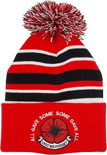 Arena Scarves Sunderland Supporters Poppy Remembrance Day Bobble Hat in Red, Black and White