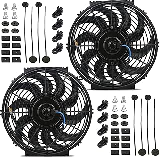 American Volt Upgraded 90 Watt Motor Dual Electric Engine Cooling Fans 12 Volt Radiator Coolant Water High Performance Best Powerful CFM (13