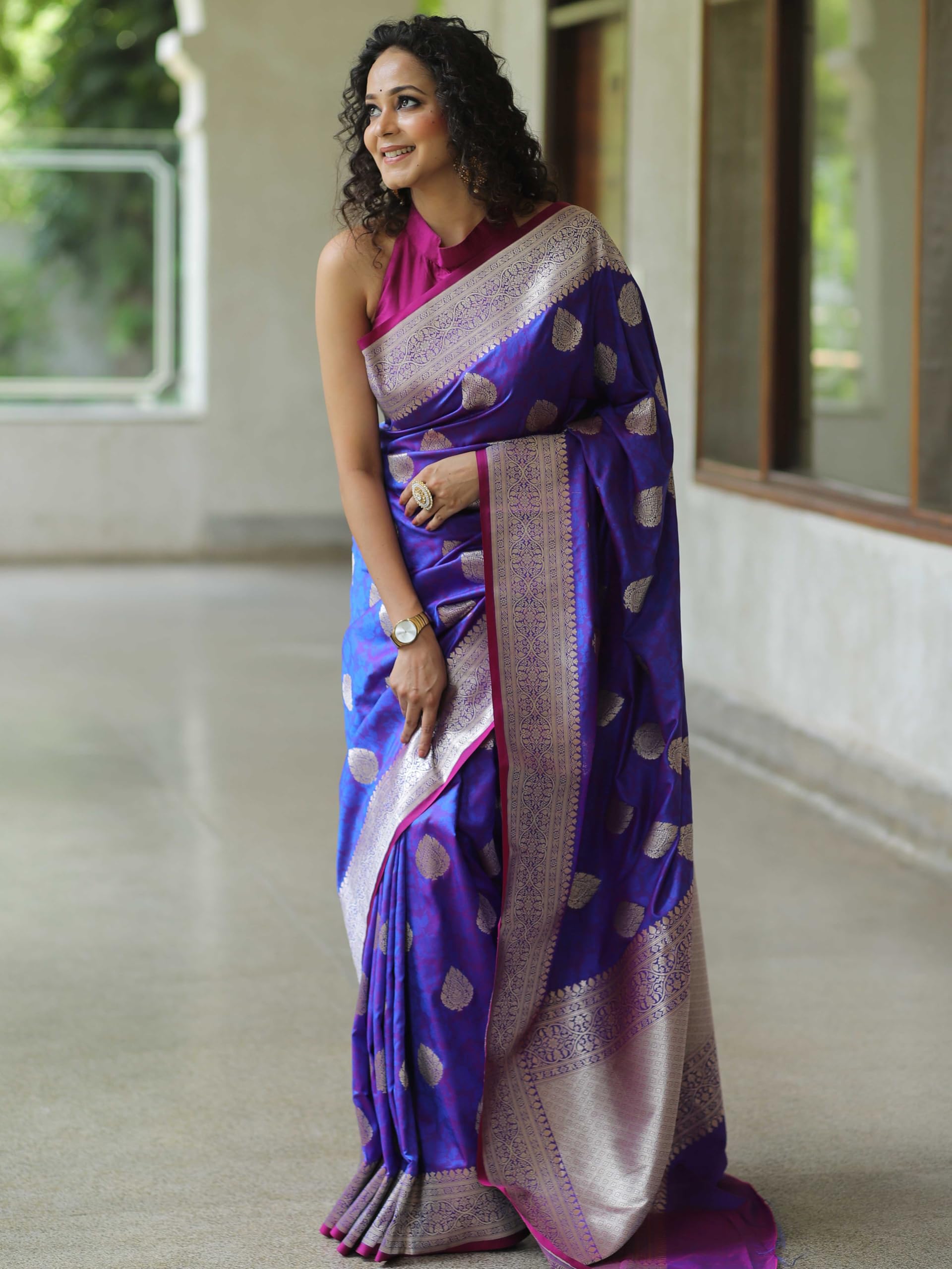 Sugathari Women's Banarasi Saree Pure Kanjivaram Silk Saree Soft New Ladies 2025 Design Wear Pattu Sarees Latest Sadi Party Sari Collections With Blouse Piece (San Pari-224-Royal Blue)
