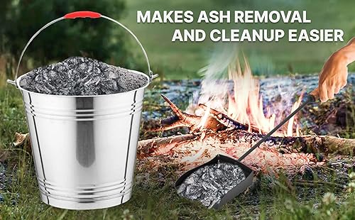 Miniatura 6 de Skywin Bote de metal con tapa, cubo de metal duradero de 4 galones con tapa para cargas pesadas, cubo de basura de metal respetuoso con el medio