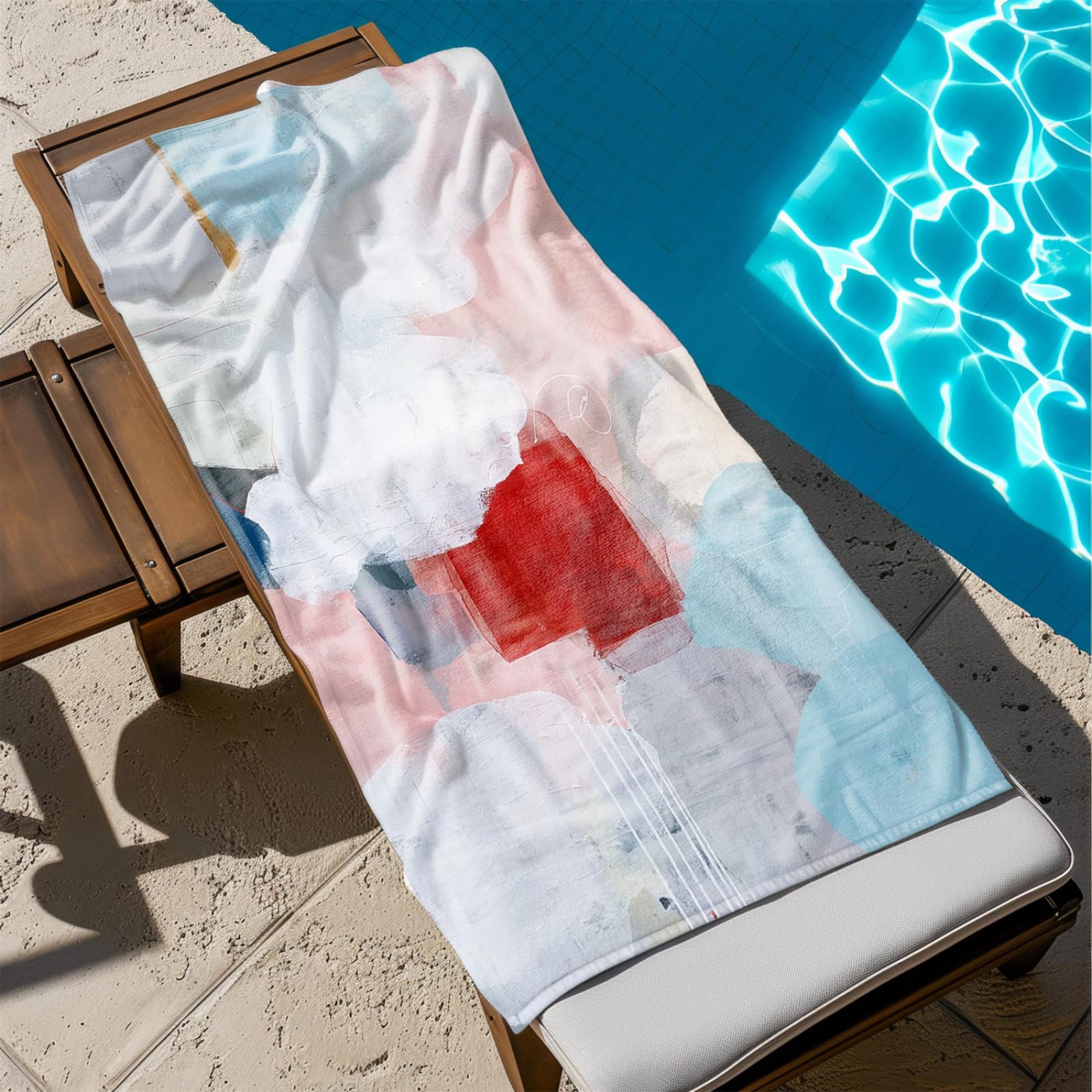Générique Serviette Microfibre Plage Rouge Rose Clair