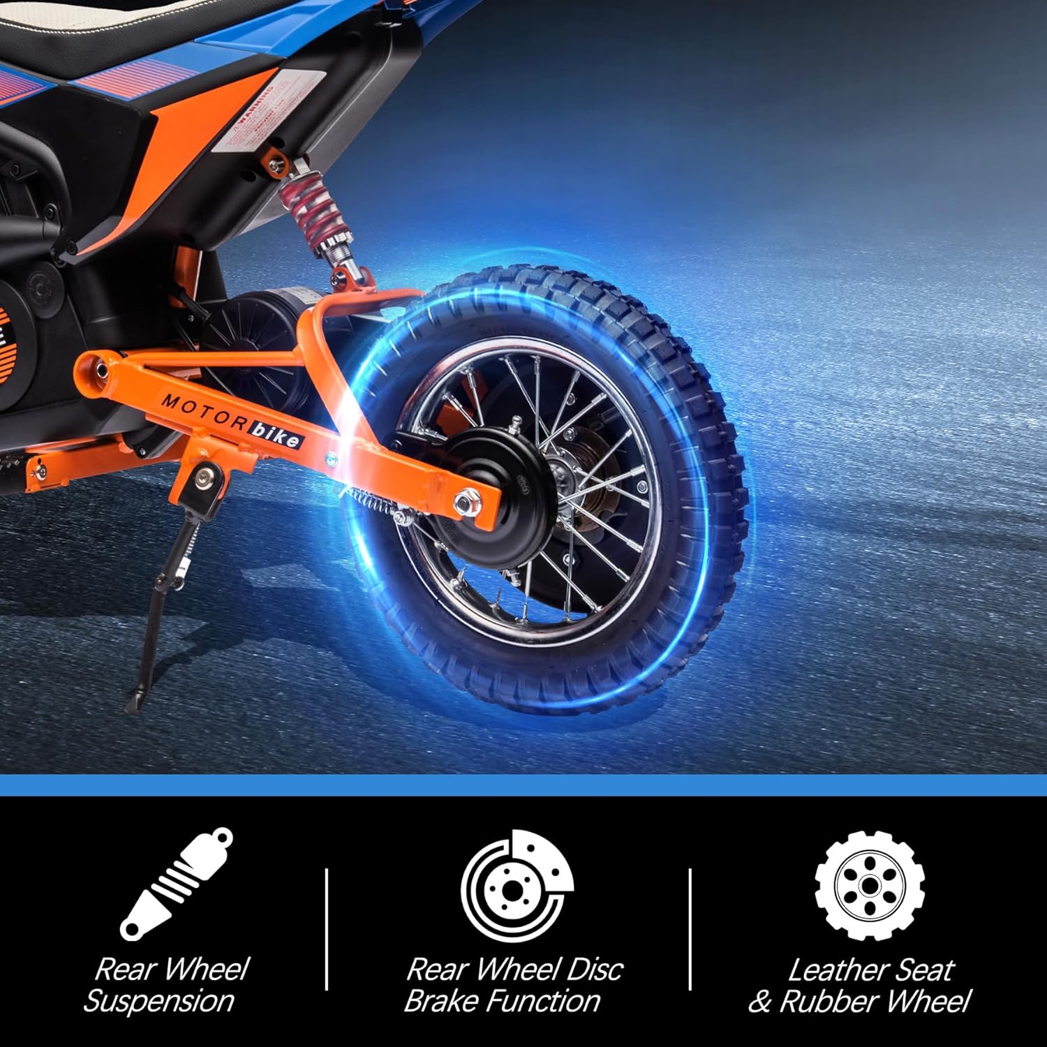 JoyWheel 24V 7Ah Electric Dirt Bike, 250W Electric Motorcycle for Kids, 14MPH Off-Road Motorcycle with Anti-Slip Tires (Blue)
