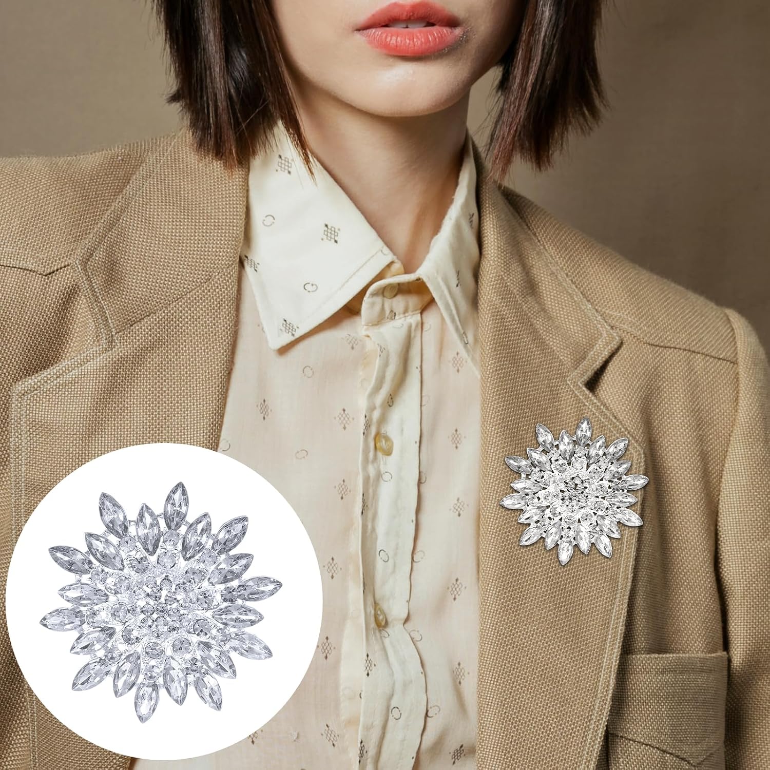 Brooches and Pins for Women, Crystal Sunflower Brooch Pin for Women Dress Hat Decoration, Holiday Birthday Party Accessory image 3