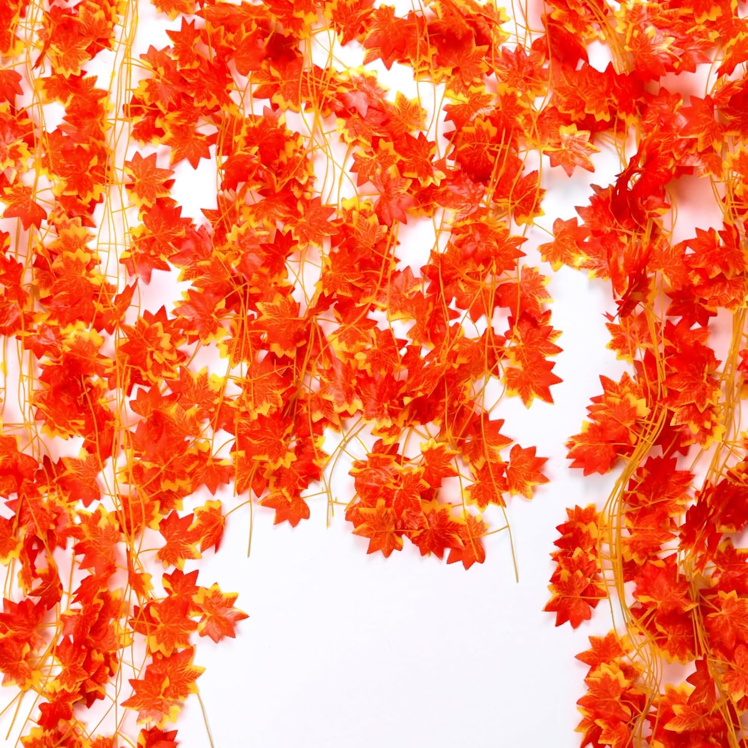 Zuvas 24 Pcs 168Ft Fake Maple Leaf Vines Fake Leaves