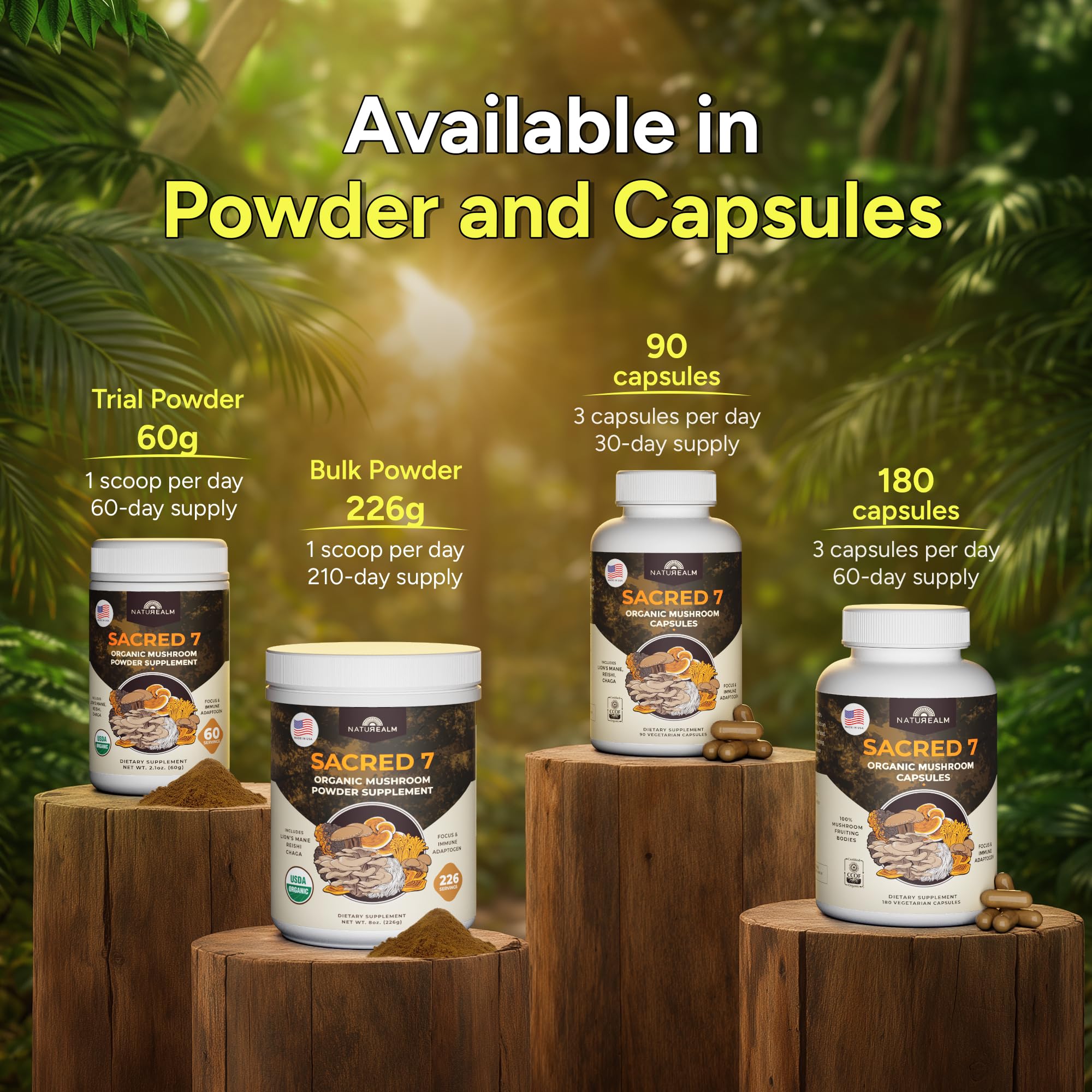 Naturealm Sacred 7 Organic Mushroom Powder, 60 Servings (2 Month Supply) — Amazon image 7