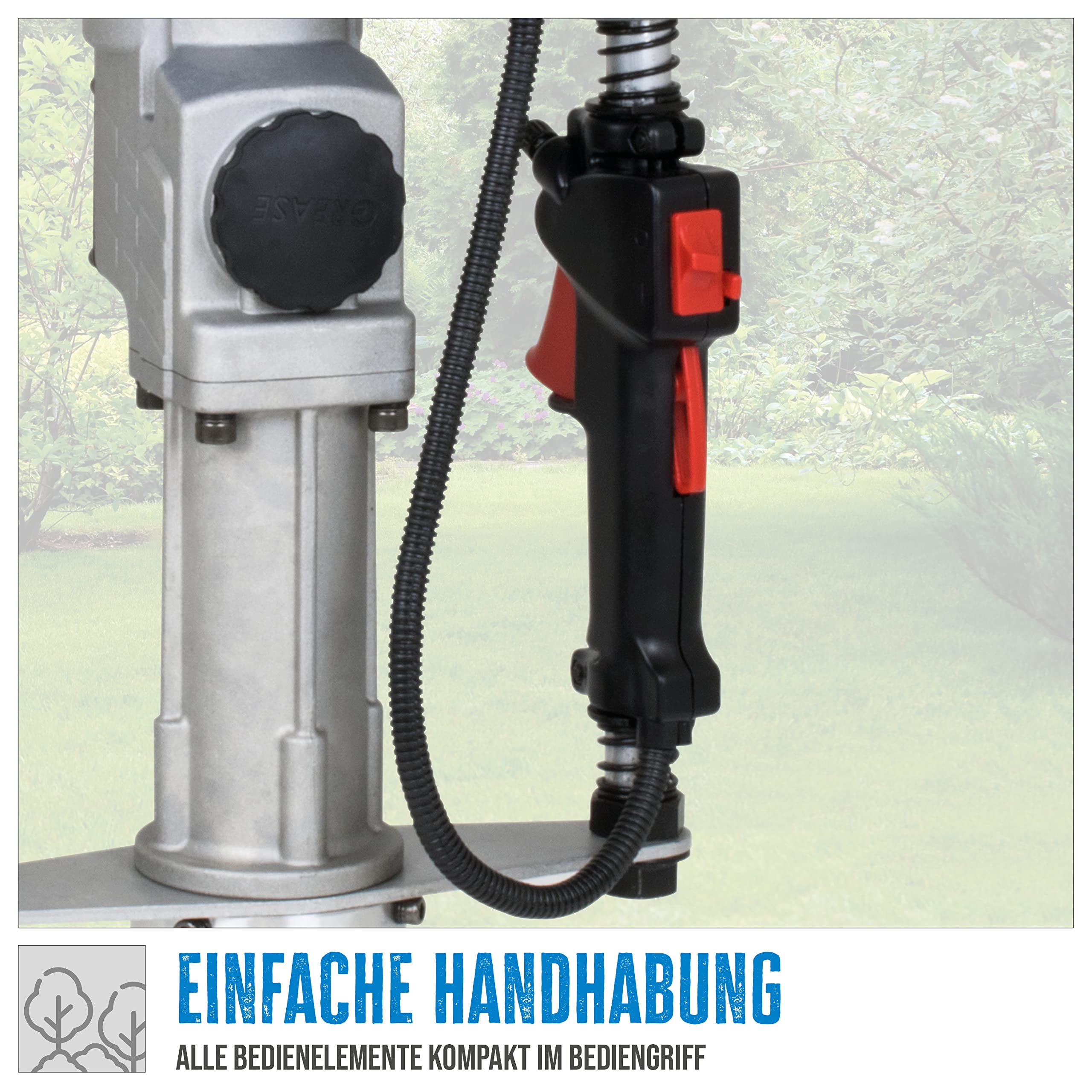 Güde Pfahlramme GPR 801 E (4-Takt Motor 1 kW/1,4 PS, Hubraum 37,7 cm³, max. 6500 1/min, Schlagenergie max. 25 J, inkl. Adapter 46 mm für Ø 20-45 mm und Adapter 81 mm für Ø 46-80 mm)