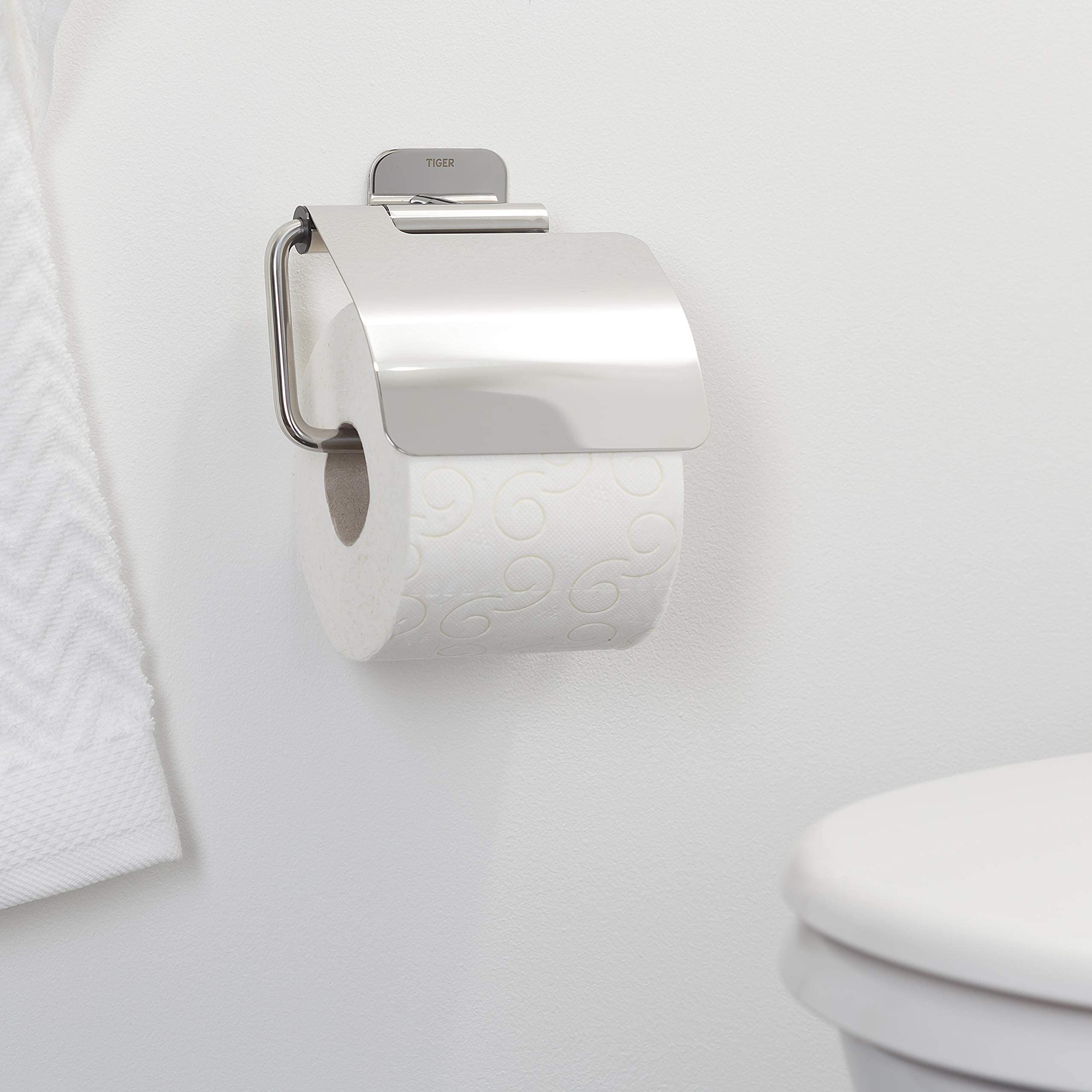 Tiger Colar Portarotolo per carta igienica con coperchio Acciaio inox lucidato