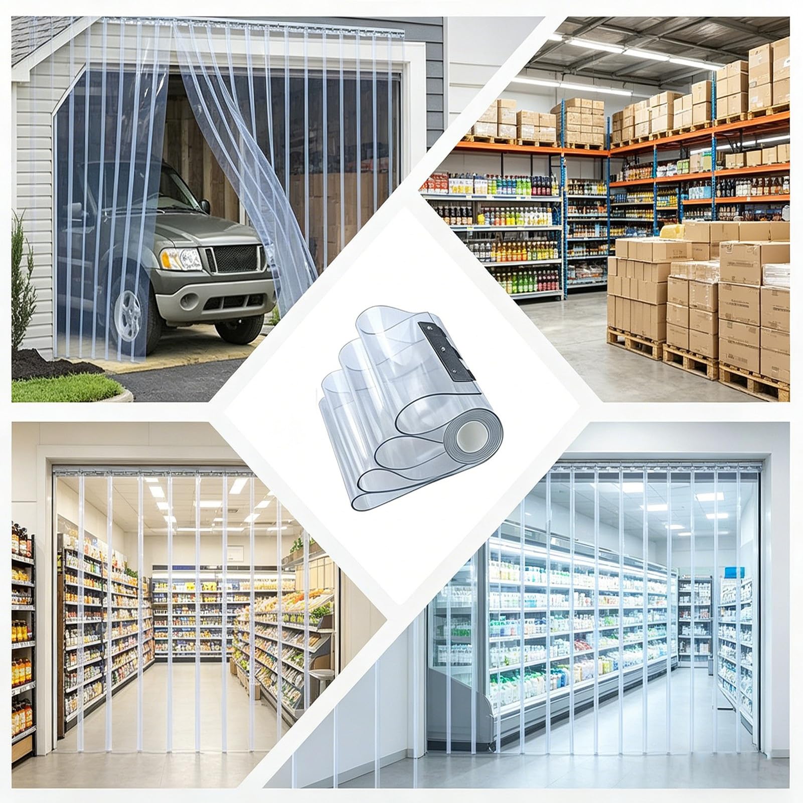 Tenda PVC Trasparente, Tenda A Lamelle Tende Verticali PVC Impermeabile Tende A Strisce Plastica per Magazzino Congelatore, Garage Facile da Installare(1.2x2.2m)