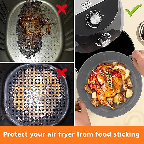 Miniatura 4 de Paquete de 8 forros de silicona para freidora de aire reutilizables de 63 pulgadas para freidora de aire de silicona para freidora de aire de 2 a 5