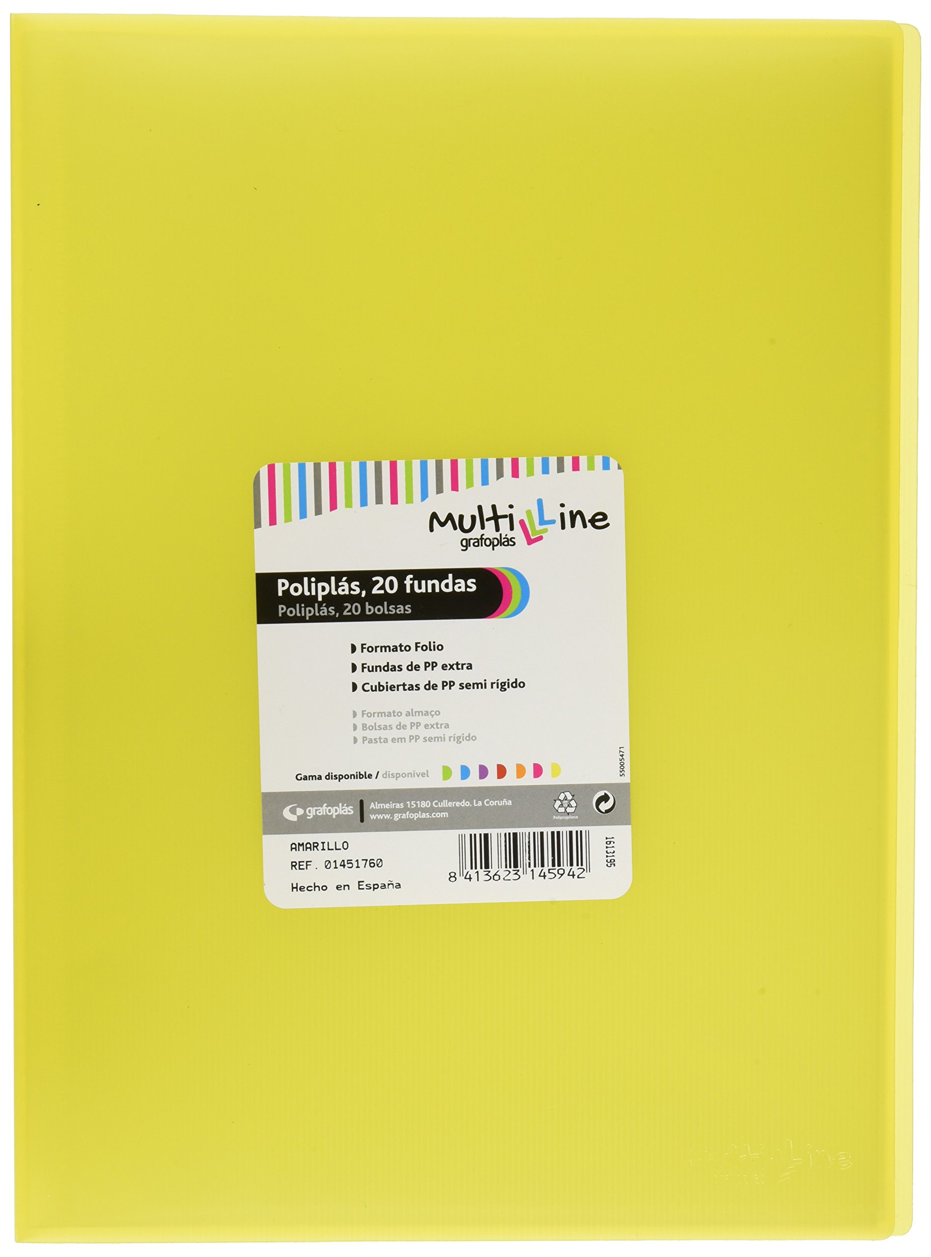grafoplas 1451760 – Folder 20 Sleeves, Foolscap, Tapas PP, Yellow