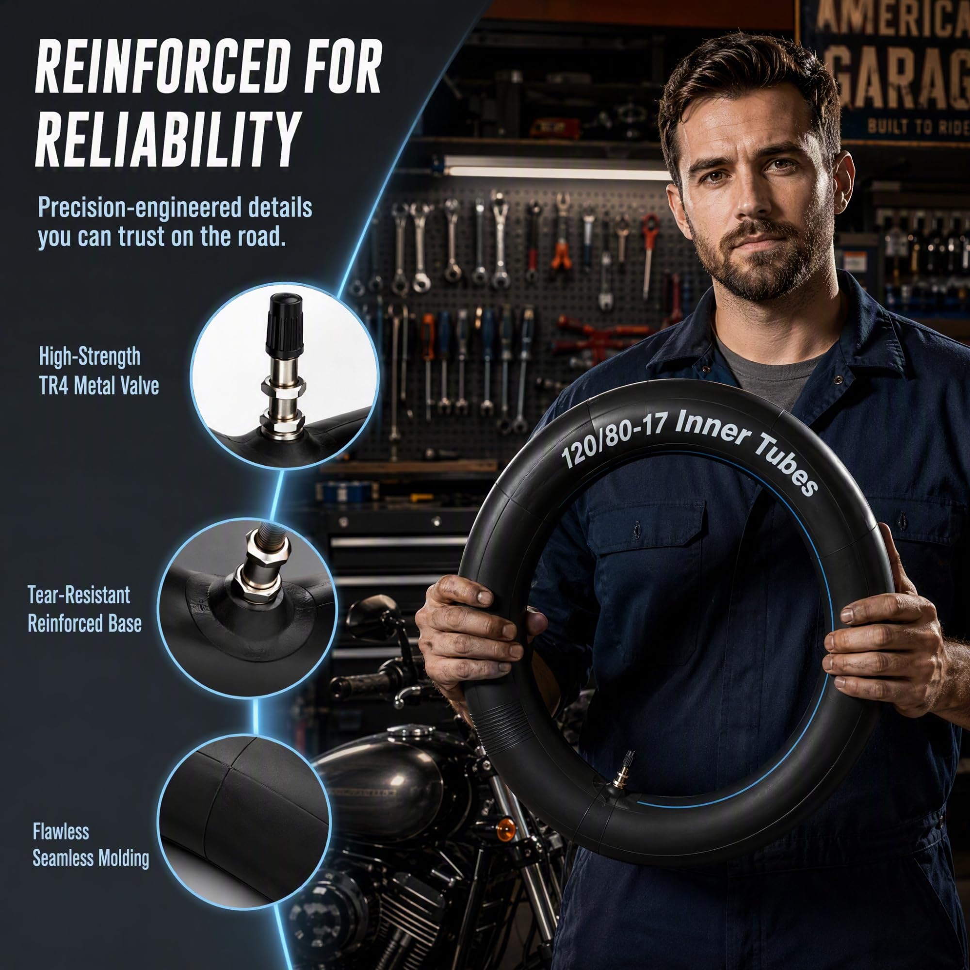 120/80-17 Camera d'Aria per Ruota 17 Pollici Butile Alta Tenuta