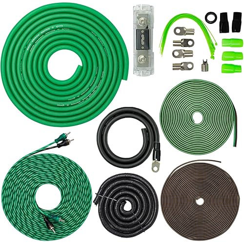 SoundBox 0 Gauge Amp Kit Complete AWG Amplifier Install Wiring Cables - 9500W