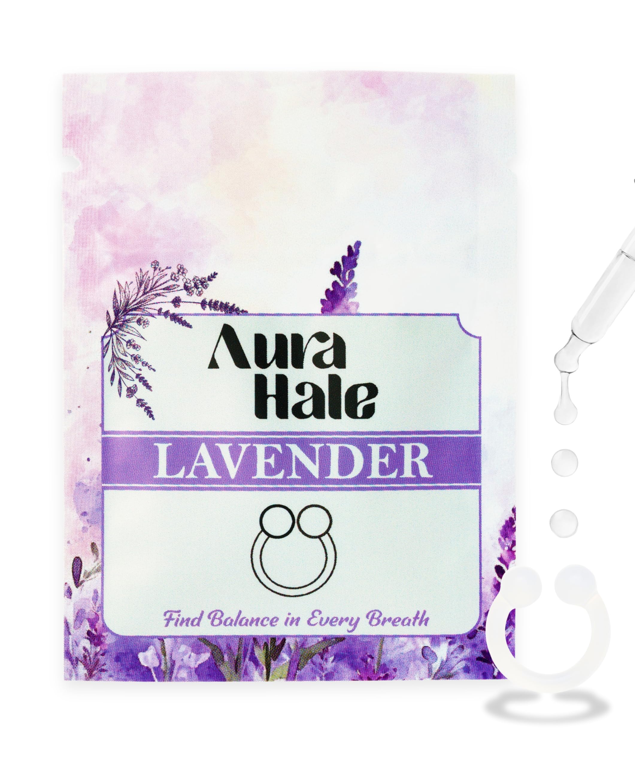 Aurahale Transparent Nasal Diffuser Ring – Lavender Scent For Peaceful Sleep, Balanced Mind & Stress Relief | Wearable Aromatherapy | Medical-Grade Silicone | Organic Essential Oil Infused