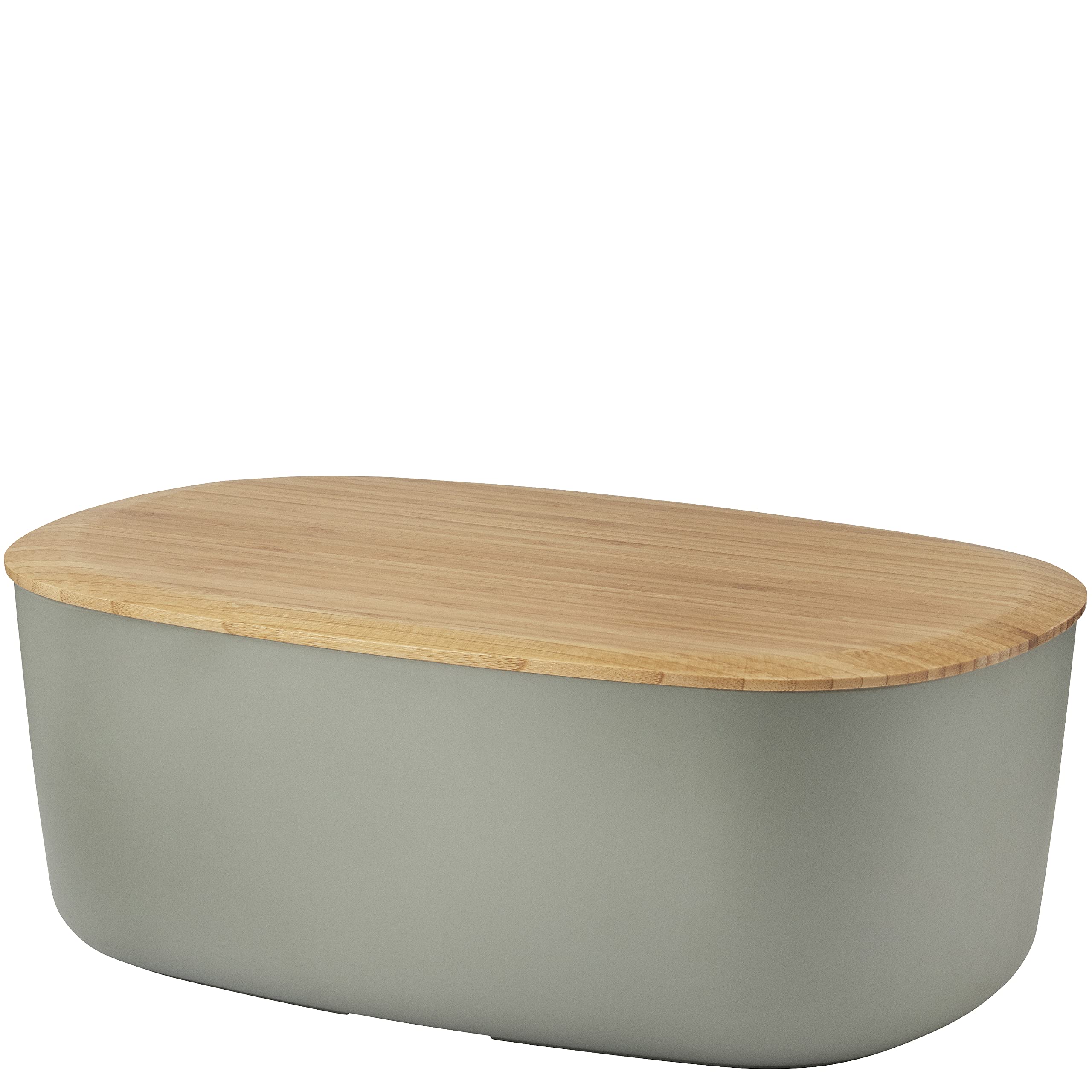 RIG-TIG Brotkasten Box-IT - Aufbewahrungsbox für Brot, Brötchen, Kekse, Gebäck, Schneidebrett als Deckel - Skandinavisches Design, Küchenzubehör - Warmes Grau