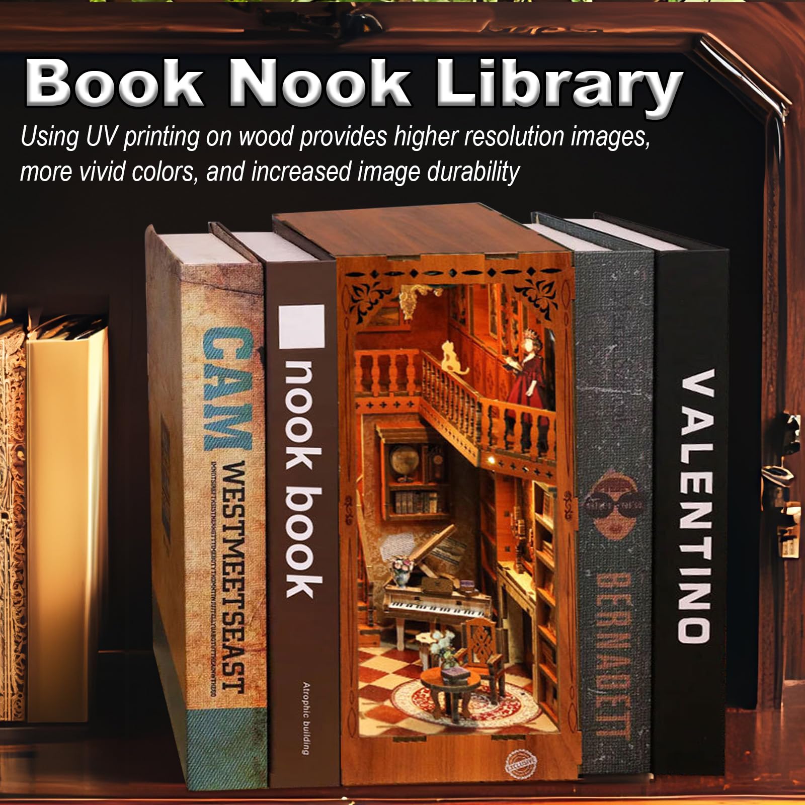Wooderma Book Nook, Grimm's Maquetas para Construir Adultos, Casa de Muñecas como Home Decoration, Kit Manualidades Adultos, Maquetas para Montar de Madera, DIY Miniature House, Booknook Miniaturas