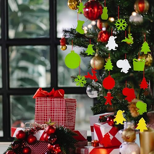 Miniatura 7 de Jtnohx Formas de fieltro, kit de manualidades de 2.8 pulgadas con copos de nieve de fieltro, mini árbol de Navidad, muñeco de nieve, hombre de