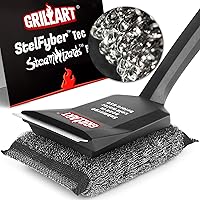 GRILLART Bristle-Free Steam Grill Brush - Ultra Safe StelFyber Cleaner with Replacement Head for BBQ Grates