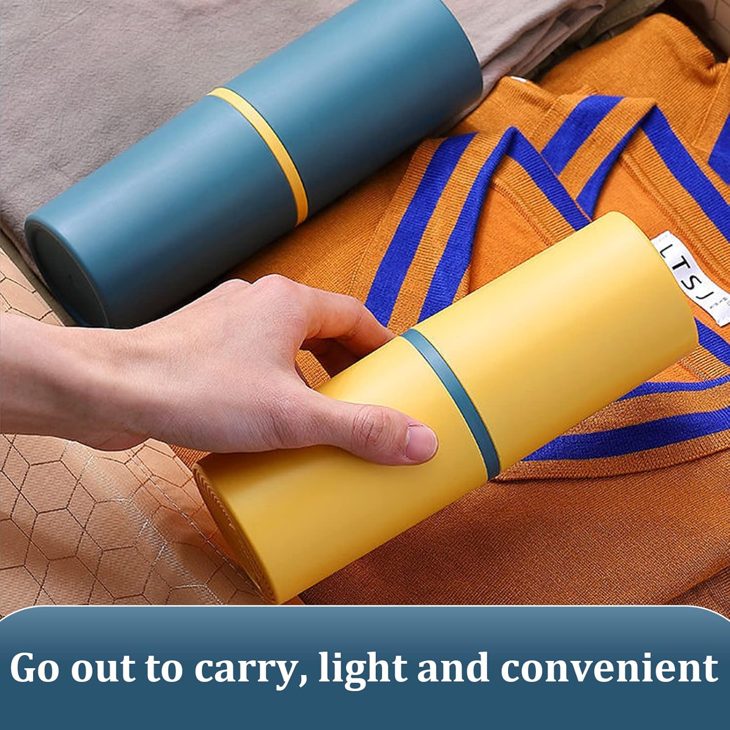 2 PCS Travel Toothbrush Holder, Portable Toothbrush Box, Brushing Teeth Cup, Toothpaste Storage with Lid for Home Camping Travel Business Trip Blue, Yellow 7 81q1ezdayiL. AC SL1500