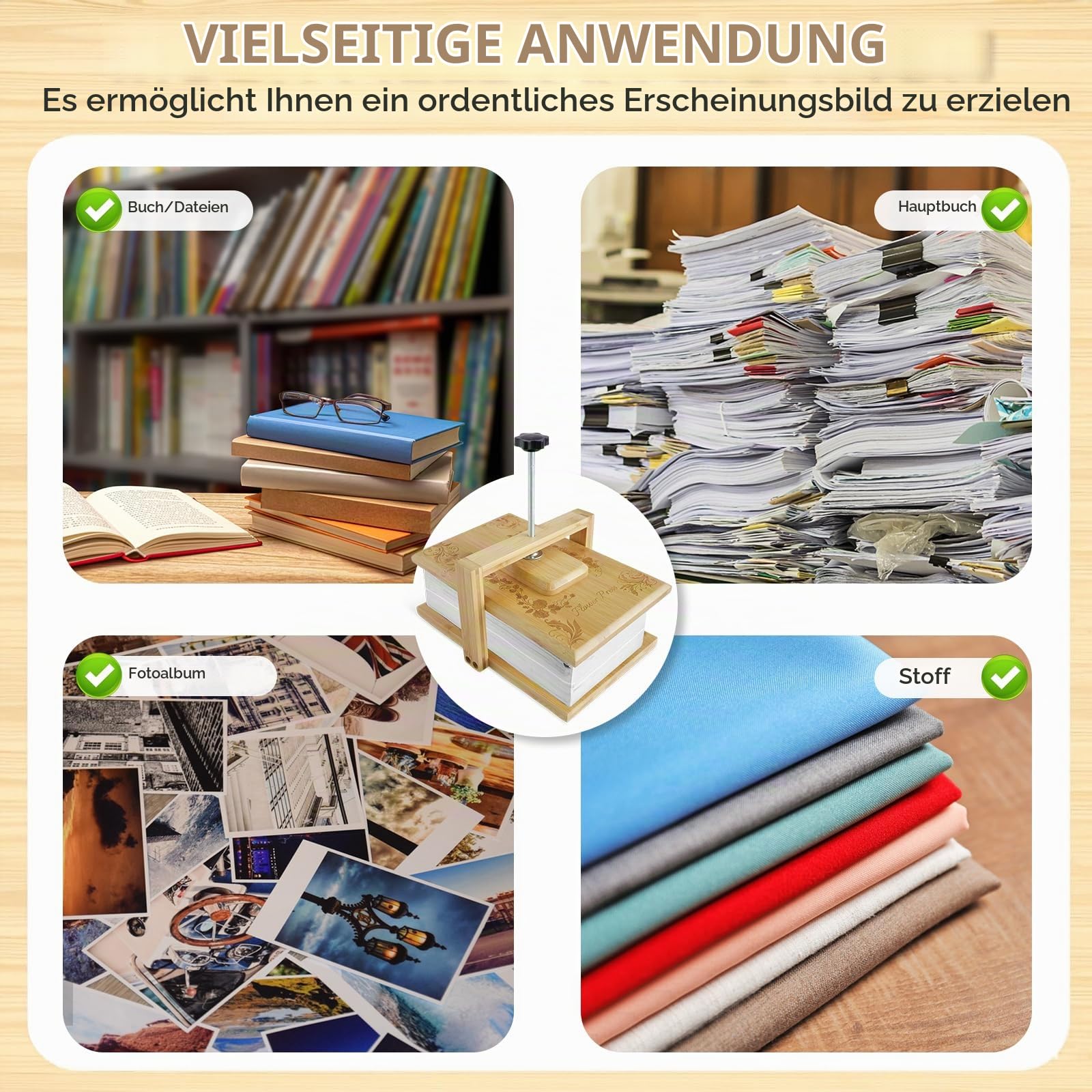 Whemyreat Blütenpresse Holz Set, 6 Schichten Blumenpresse, DIY Bastelset für Gepresste Blumen & Papierkunst, Buchbindepresse für Kinder und Erwachsene, Gewünschtes Geschenk für Handwerksliebhaber