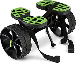 Ulticor Carrinho de caiaque, rodas sem perfuração monta e desmonta em segundos – fácil de armazenar – sem necessidade de ferramentas – Carrinho de caiaque e canoa durável para todos os terrenos com alças ajustáveis (verde – preto)