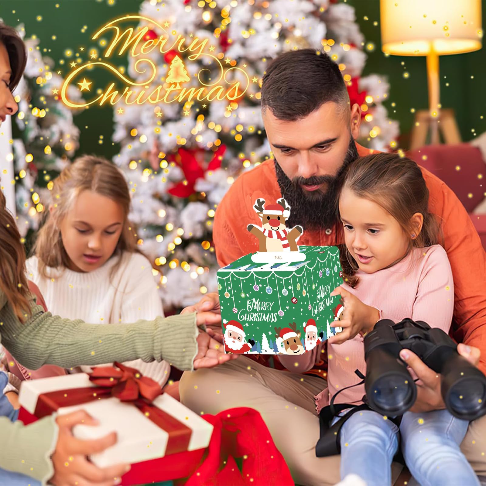 Christmas Money Pull Box,Christmas Money Gift Box Pull Surprise Money Pull Pouch for Kids/Adult,Xmas Money Box for Cash,Money Cake Pull out Cash with Xmas Card and 50P Bags,Money Reveal Box Xmas Party - Image 4