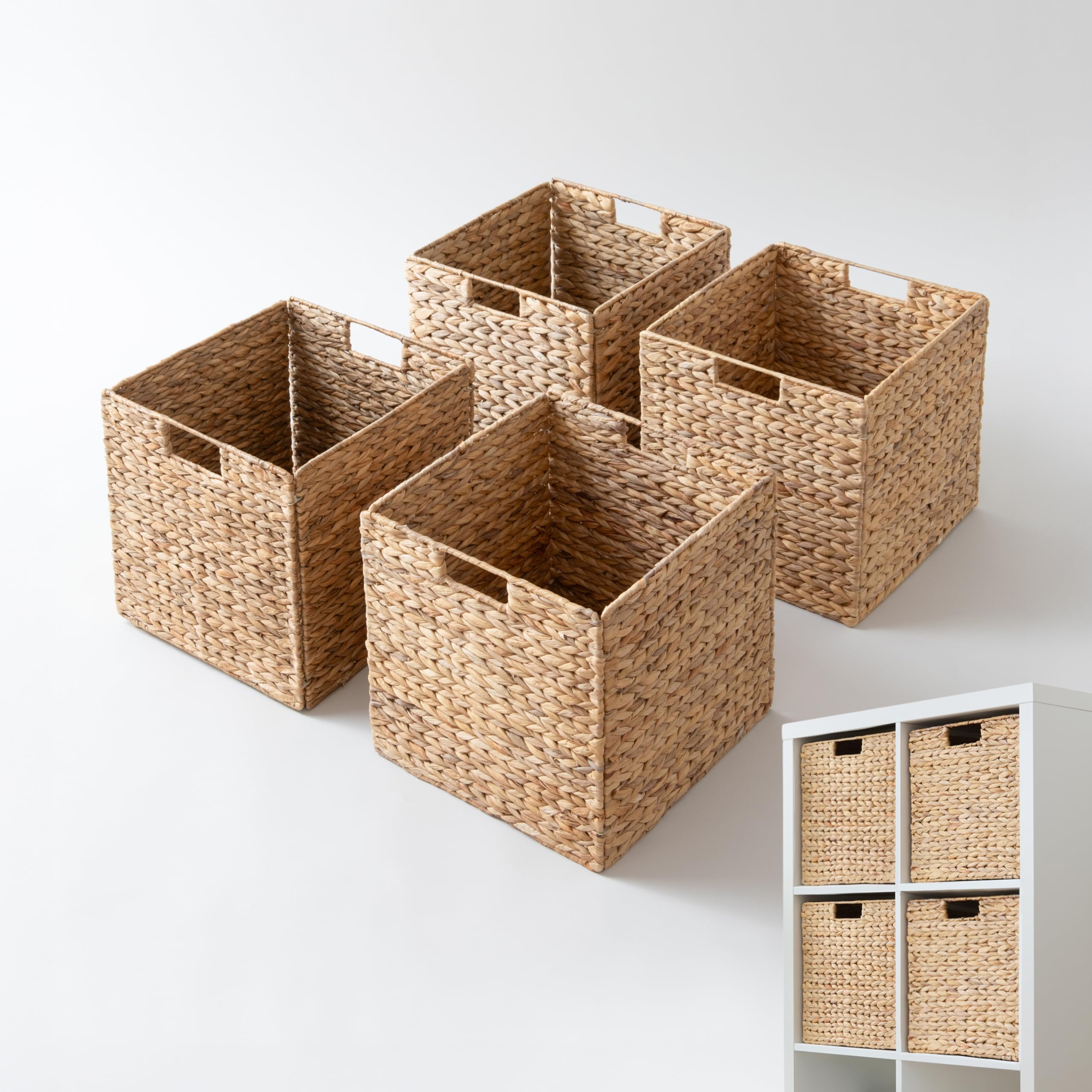 Kallax Krbe 4er-Set | Naturprodukt Wasserhyazinthe | Passgenau fr Kallax  Regal | 34 x 32 x 32 cm | Aufbewahrungskorb | Regalbox | Storage Box |  Stabil, klappbar, faltbar | Sparpreis : Amazon.de: Kche, Haushalt & Wohnen