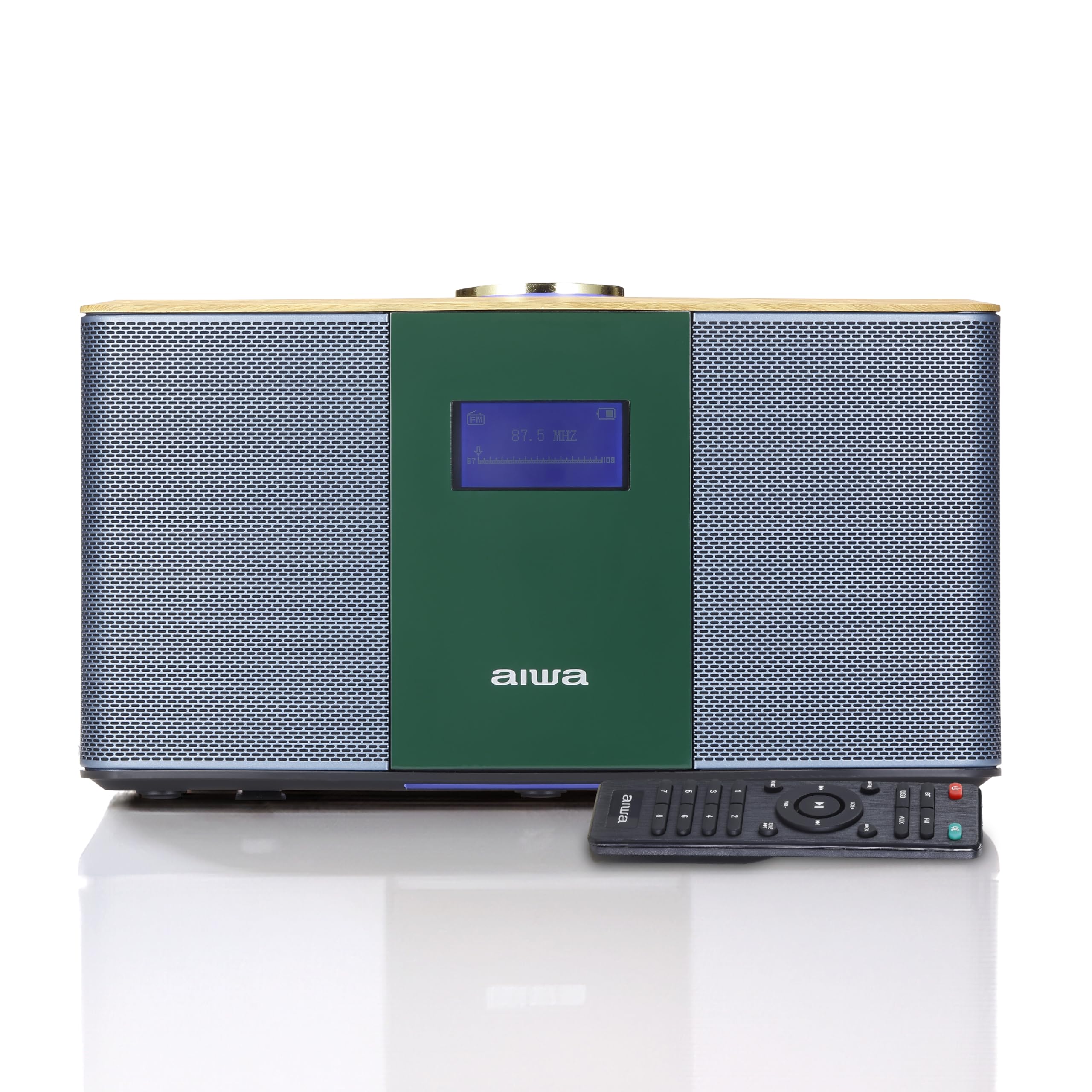 Aiwa Exos 5 Wireless Speaker - Unleash Powerful Sound and Versatile Connectivity On-The-Go Experience Bluetooth Freedom, FM Radio, Clock, 20W RMS, LCD Display, and Alarm Clock Functionality