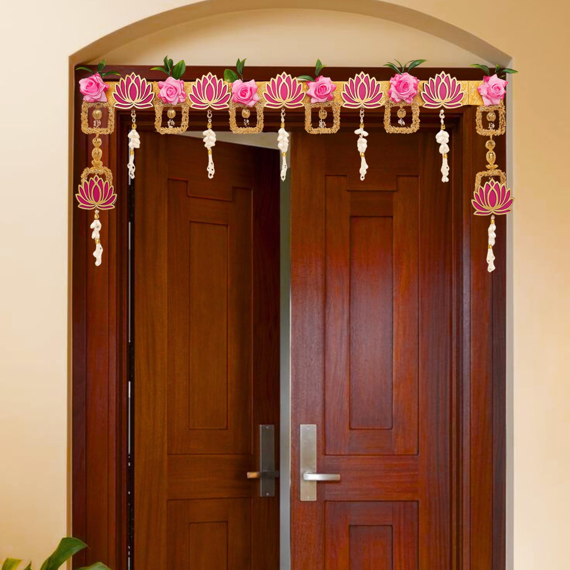 Pink Lotus Toran - Elegant Door Hanging Decor -14 Pink Lotus Toran - Elegant Door Hanging Decor -14