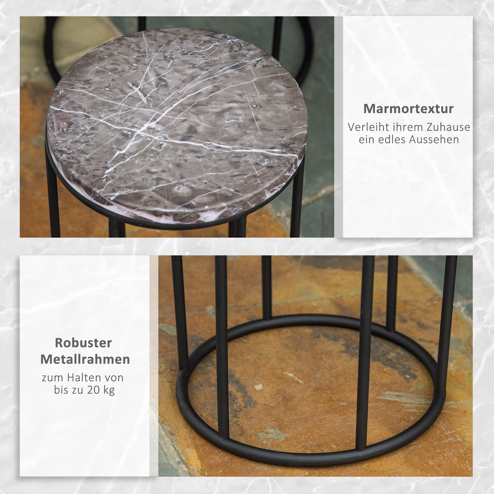 Outsunny 3-tlg. Pflanzenständer Stapelbarer Blumenhocker Blumentopfhalter mit Rattanoptik Pflanzenhocker für Garten Balkon Metall Gold Outsunny 3-tlg. Pflanzenständer Stapelbarer Blumenhocker Blumentopfhalter mit Rattanoptik Pflanzenhocker für Garten Balkon Metall Gold