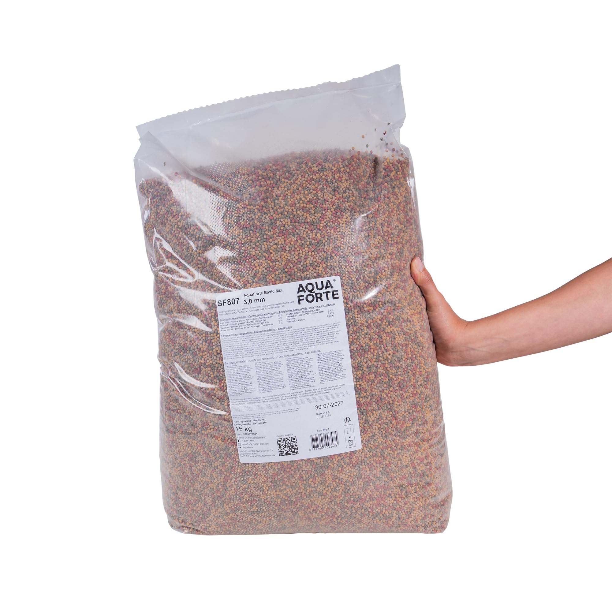 AquaForte alimento básico de calidad para peces, 15 kg (mas menos 40 litros), Pellets pequeños (3 mm)