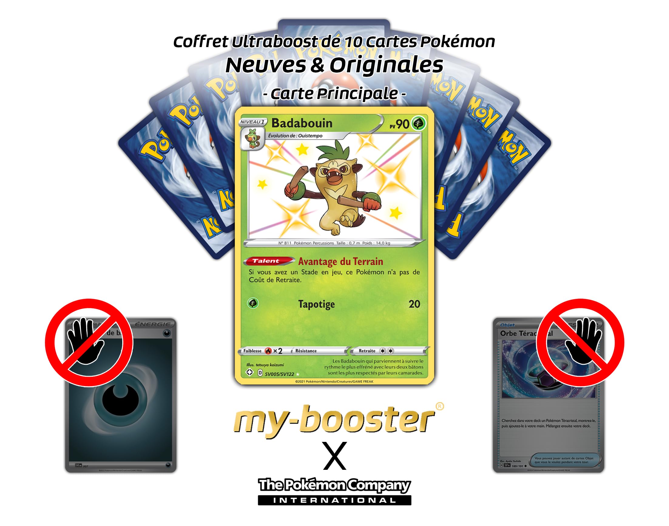 my-booster Badaboin (Thwackey) SV005/SV122 Cromatico Secreto X Écarlate et Violet 4.5 Destinées Radieuses - Box di 10 carte Pokémon Francese