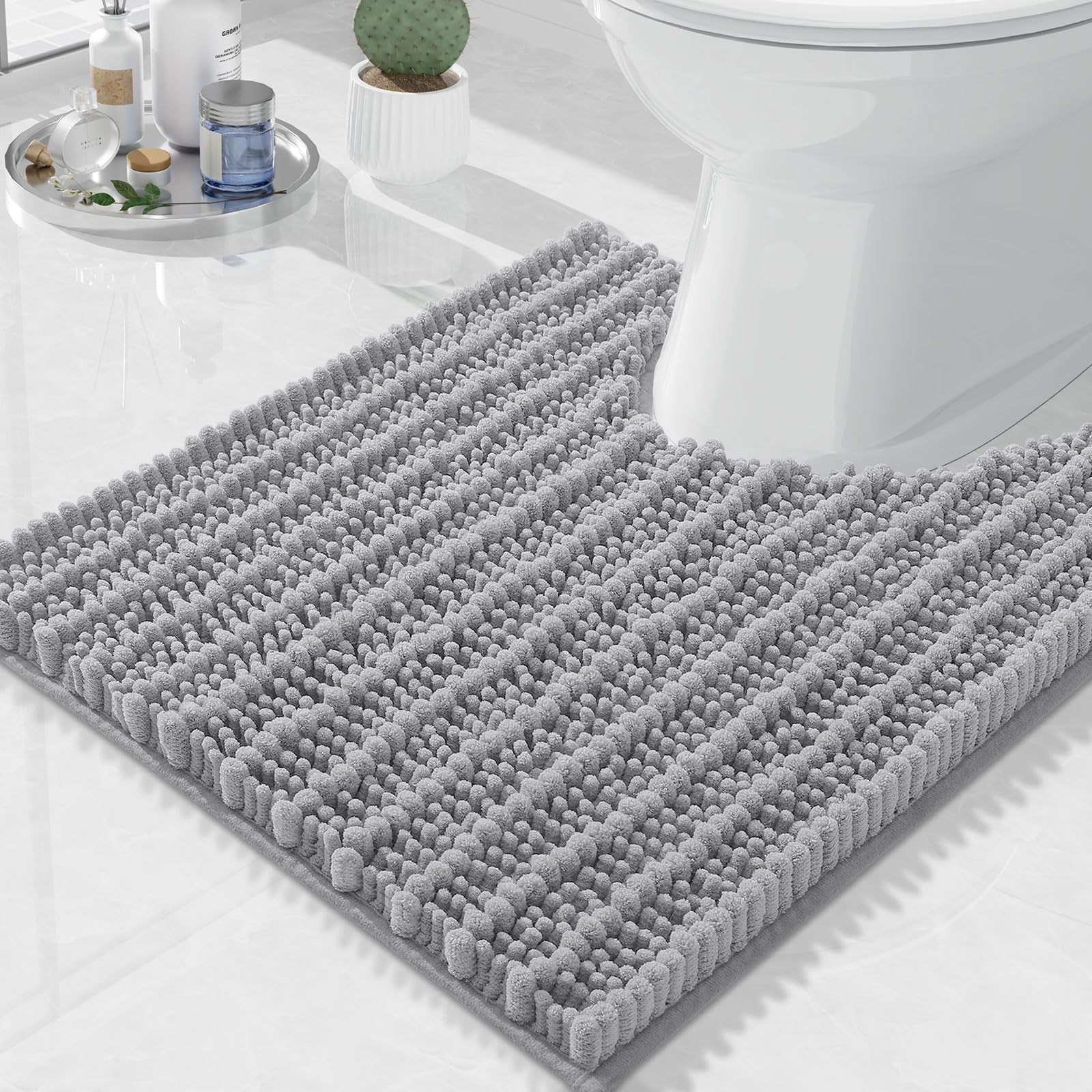 Arotive Toilet Rugs U-Shaped 20x20, Soft Absorbent Chenille Shaggy Bath Mat