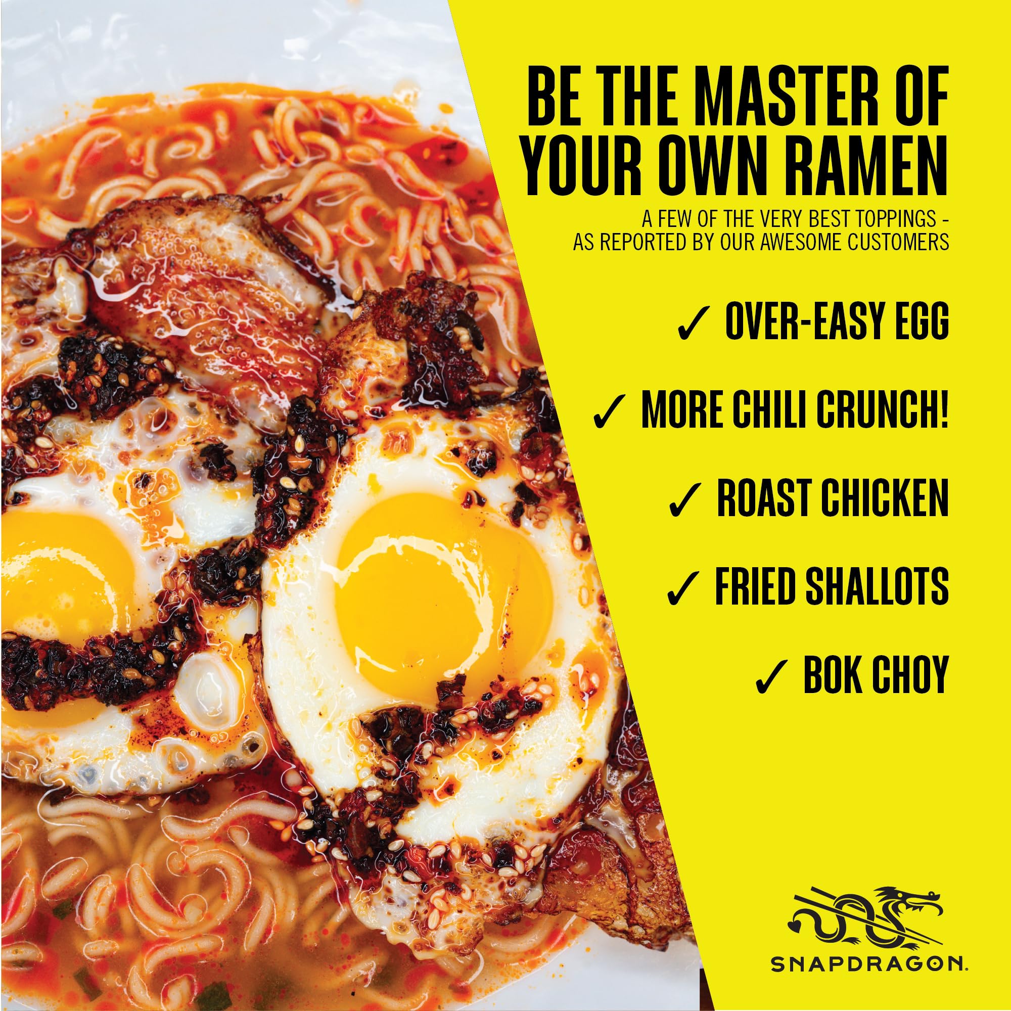 Snapdragon Chili Crunch Ramen Cup Noodles - 6 Pack Instant Ramen Bowl with Authentic Wheat Noodles, Soup Sauce Base, Vege Pack and Chili Crunch Oil. Microwave or Hot Water, Easy Meal Prep