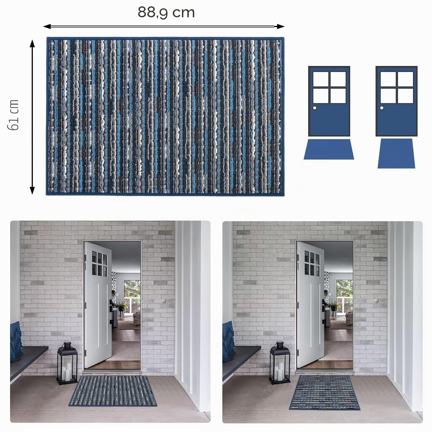 Biscpro Felpudo Entrada Casa 60x90cm Alfombra Antideslizante Tapete Lavable para Entrada,Interior,Pasillo, Cocina,Oficina,Dormitorio