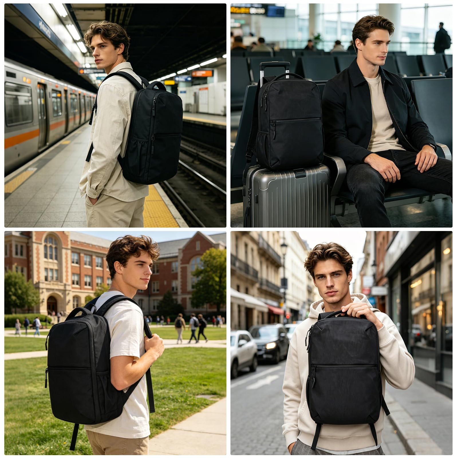 KINGSLONG Vakuum Rucksack Handgepäck: Reisetasche mit USB-Vakuumkompression | ohne Pumpe Wasserdichter Laptop Rucksack für 16 Zoll Notebook, Kabinenrucksack für Flugzeug, Business & Reise
