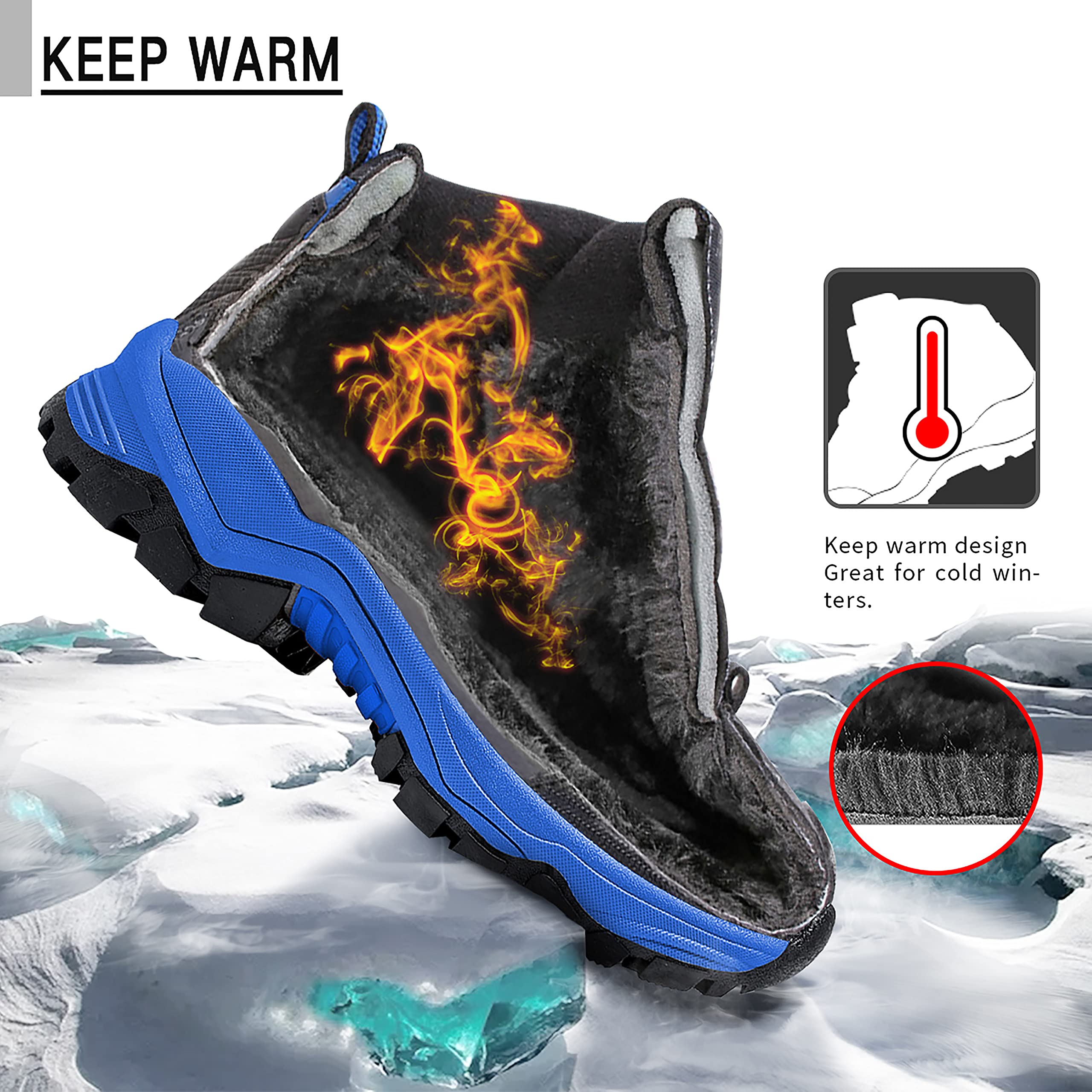 ELAPHURUS Chaussures en Coton pour Enfants Bottes de Neige d'hiver Garçon Fille Antidérapantes Bottes