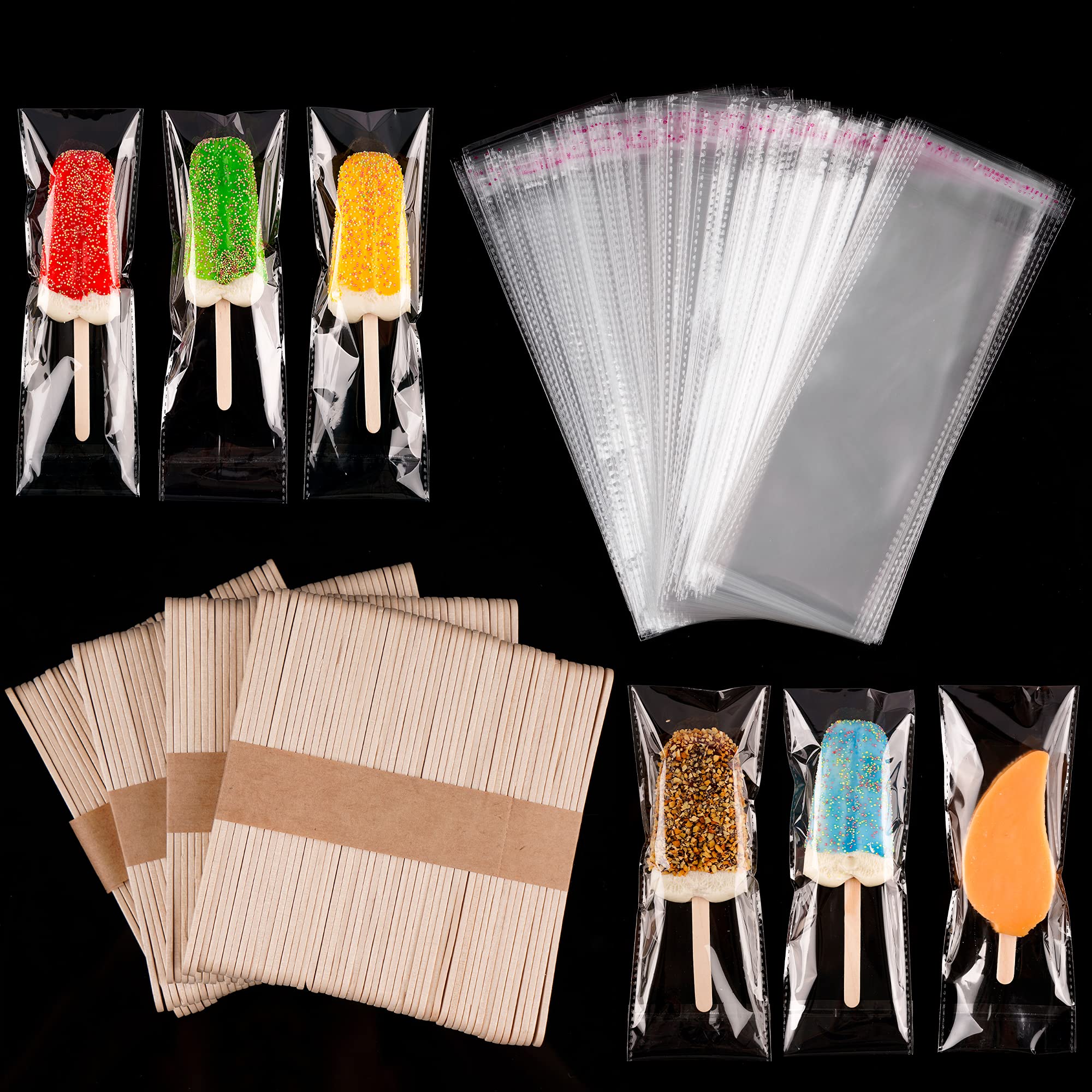 Buy 200pcs Popsicle Bags Ice Cream Bags Clear Ice Pop Plastic Bags and