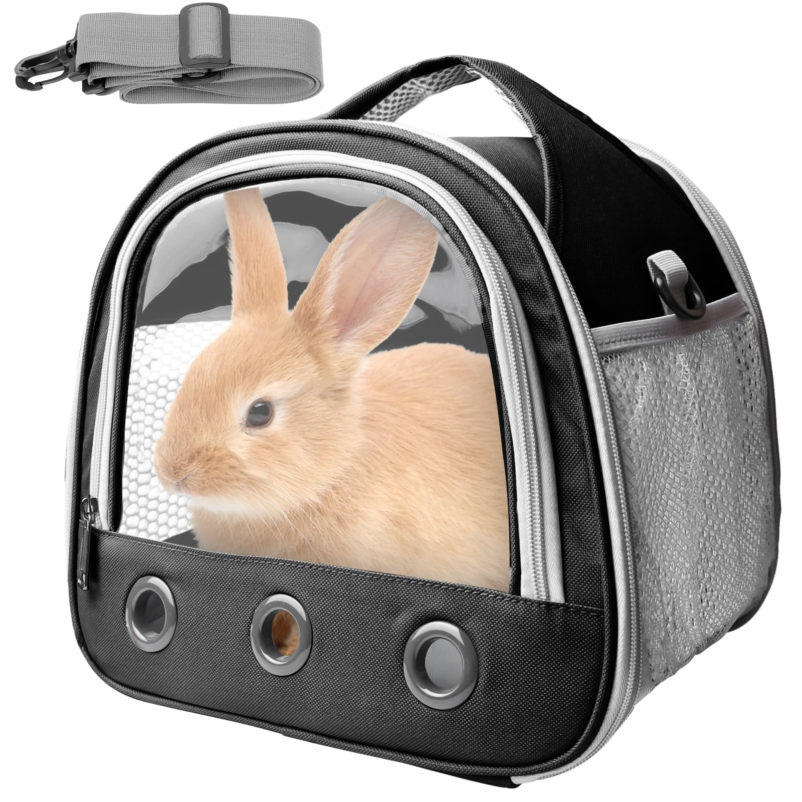 Boîte de transport pliable avec bandoulière pour chat, chien, lapin, hamster - 30 x 21 x 27 cm - Noir