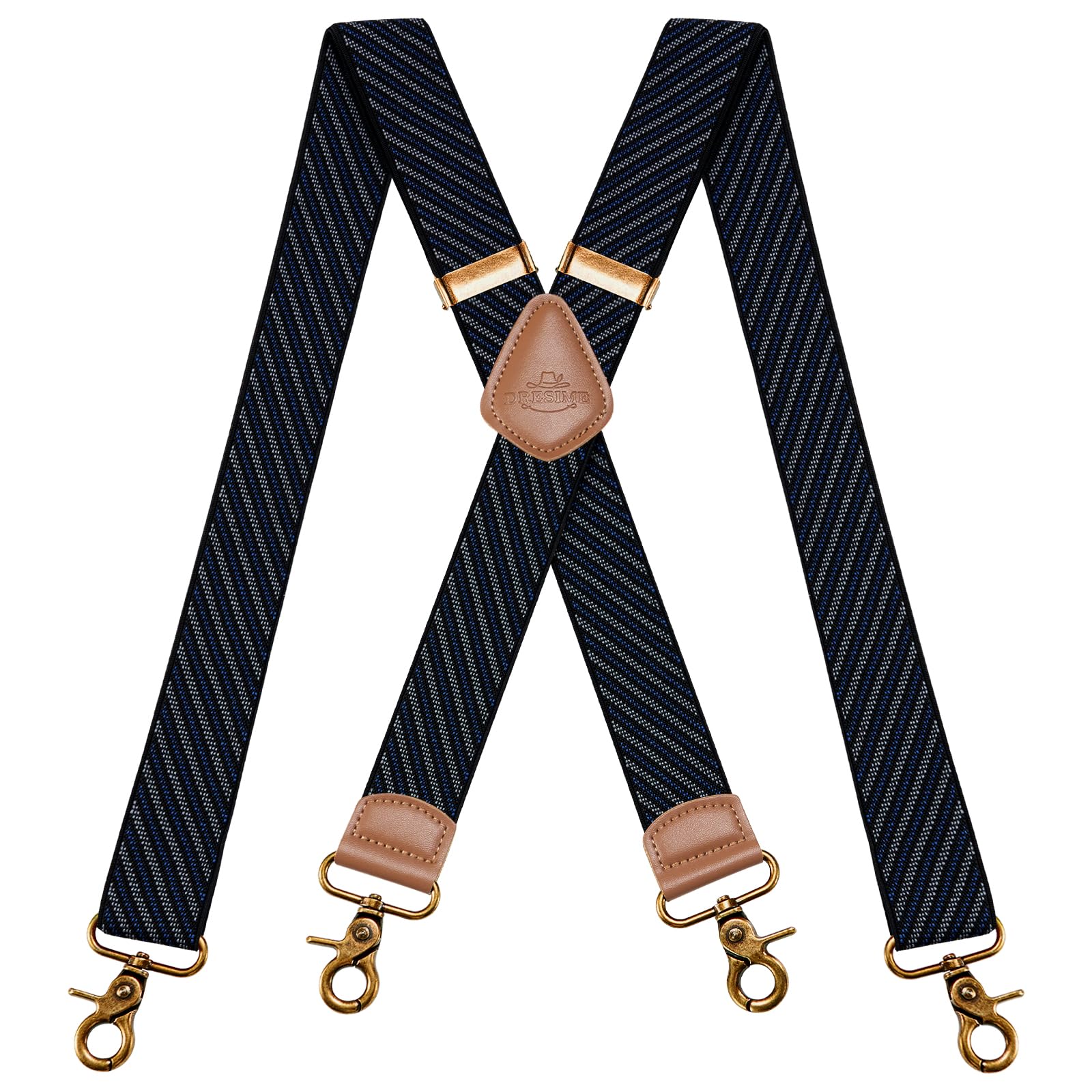 Mens Braces for Trousers with Strong 4 Hook-Clips, Vintage Suspenders Braces for Men & Women Heavy Duty Elastic Adjustable X Shape