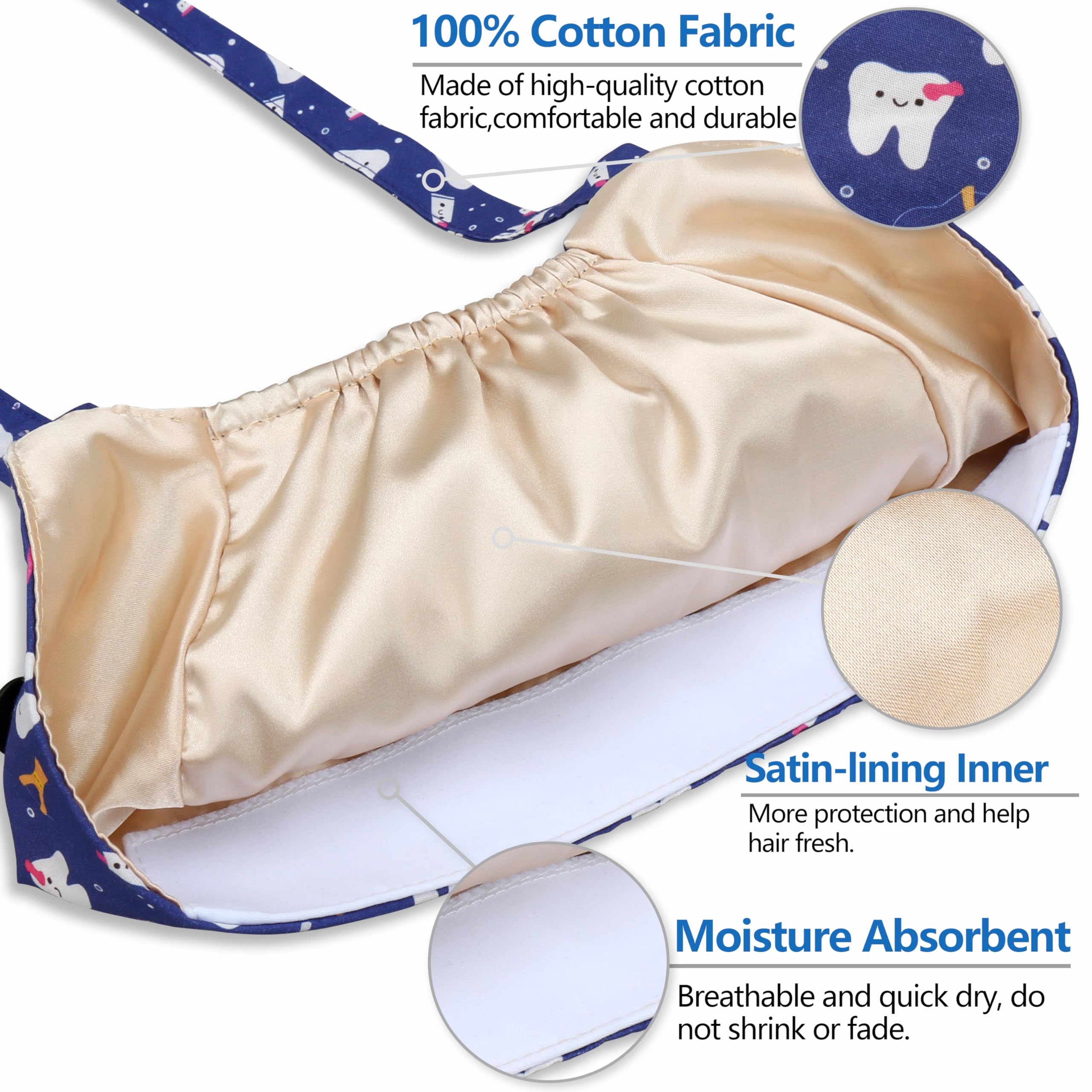 QBA Adjustable Working Cap with Button, 3 PCS, Cotton Working Hat Sweatband, Elastic Bandage Tie Back Hats for Women & Men, One Size, 3 Pack: Black+Navy+Grey