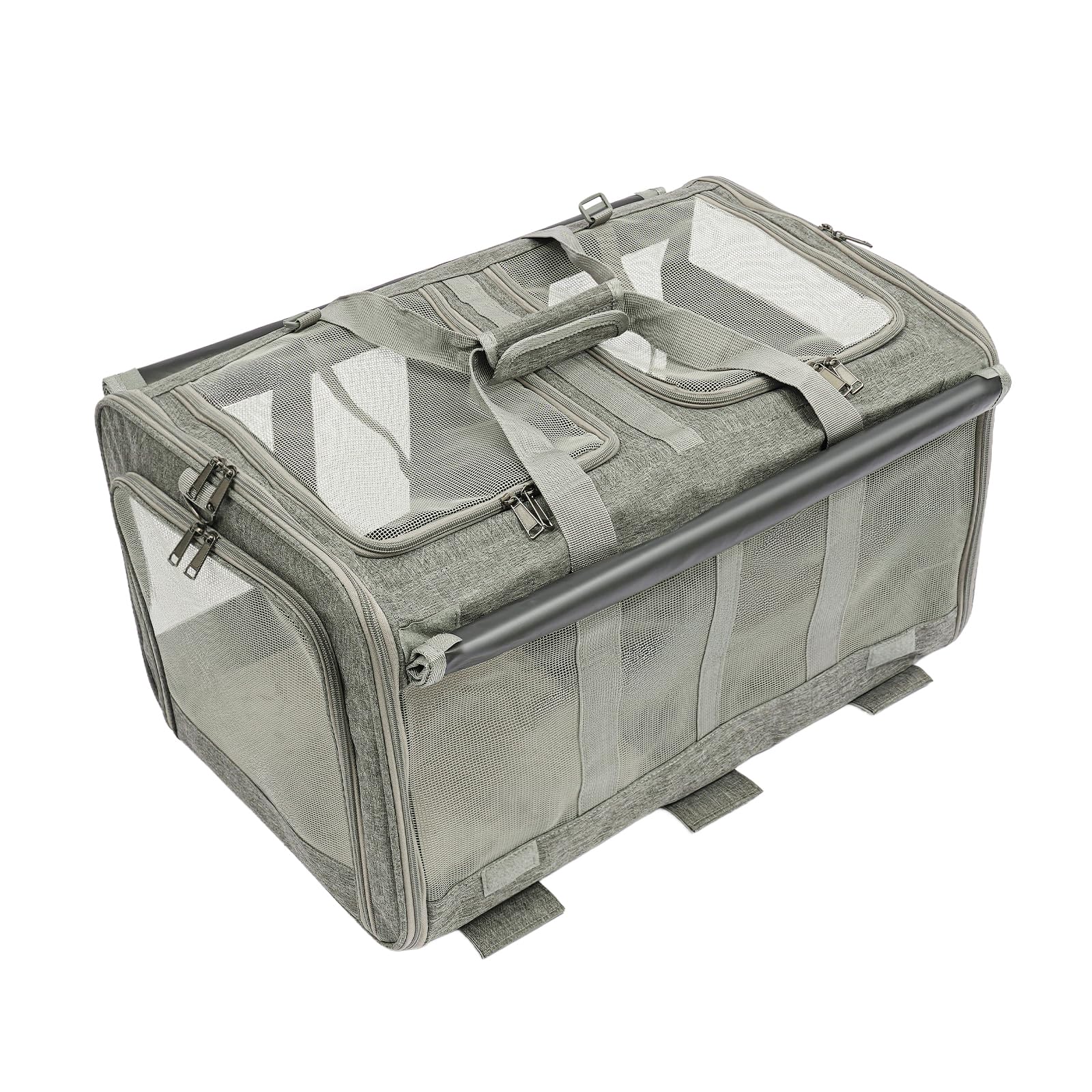 Transporttasche für Katze mit Rollen, Transportbox für 2 Katzen Faltbarer Katzentransportbox bis 17.5 kg, Haustier-Reisetasche mit Schultergurt für Spaziergänge/Camping