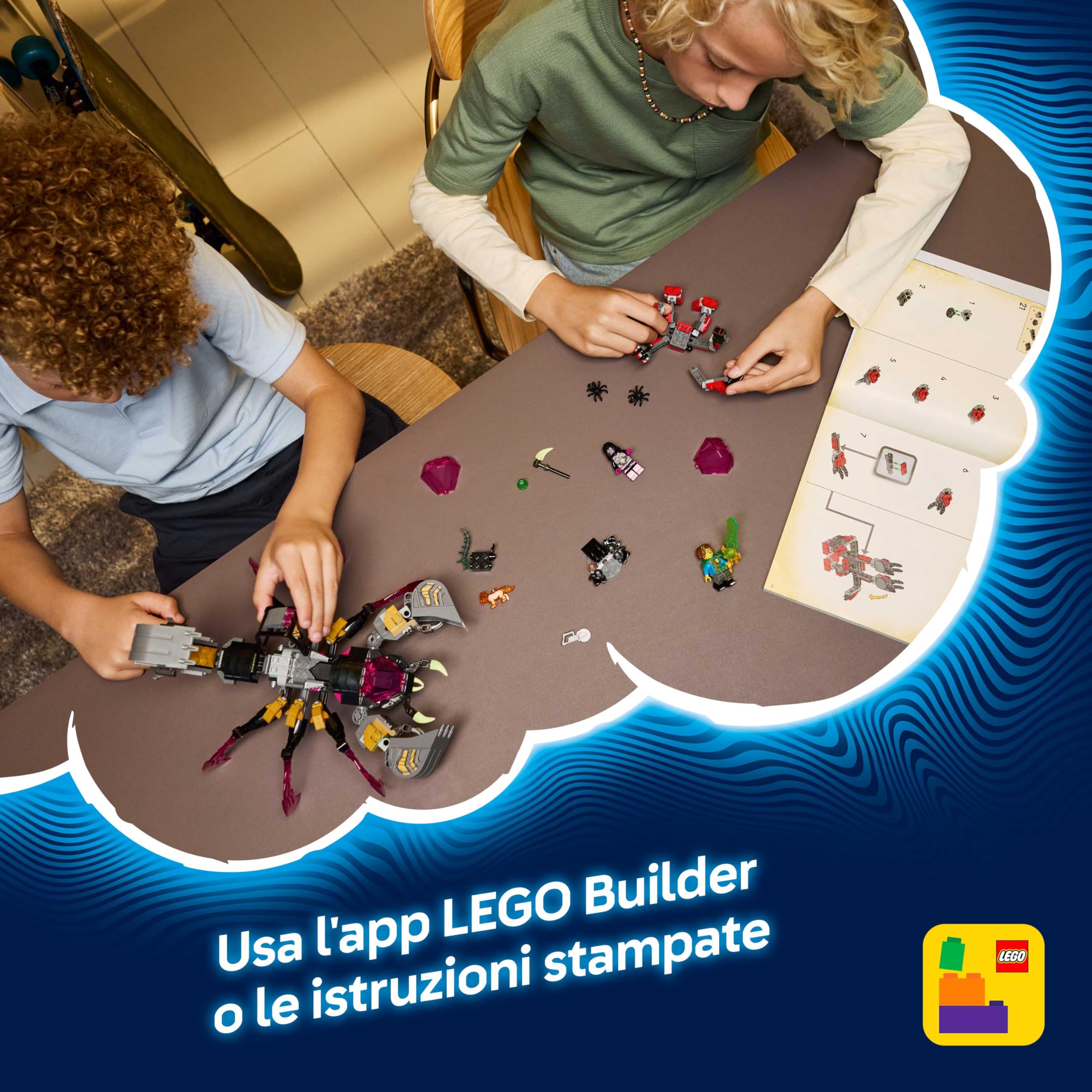 LEGO DREAMZzz 2 in 1 Scorpione Escavatore Giocattolo - Trasformabile in Figura di Vespa - con 3 Minifigure e Creatura del Tesoro Arancione da Collezione - Regalo per Bambini da 7 Anni in su - 71513
