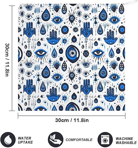 Miniatura 2 de Decorative Hand Towels for Bathroom - Retro Blue Eyes Print Soft Absorbent Small Bath Hand Towels for Kitchen, Farmhouse, Spa, Hotel, Guest Tea and