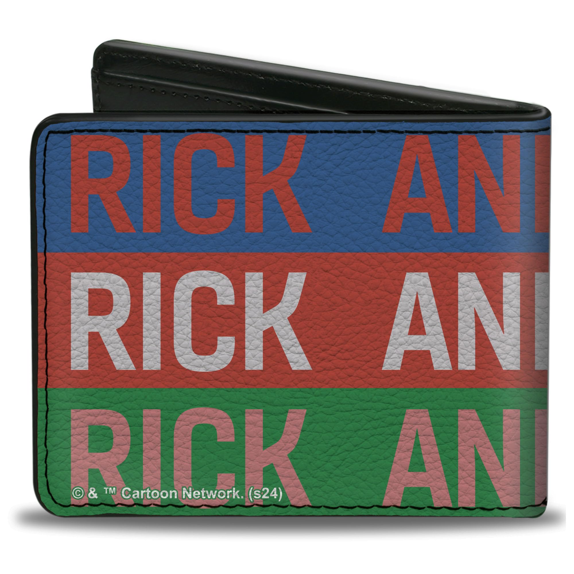 Buckle-Down Rick and Morty Wallet, Bifold, Rick and Morty Text Stripe Multi Color, Vegan Leather