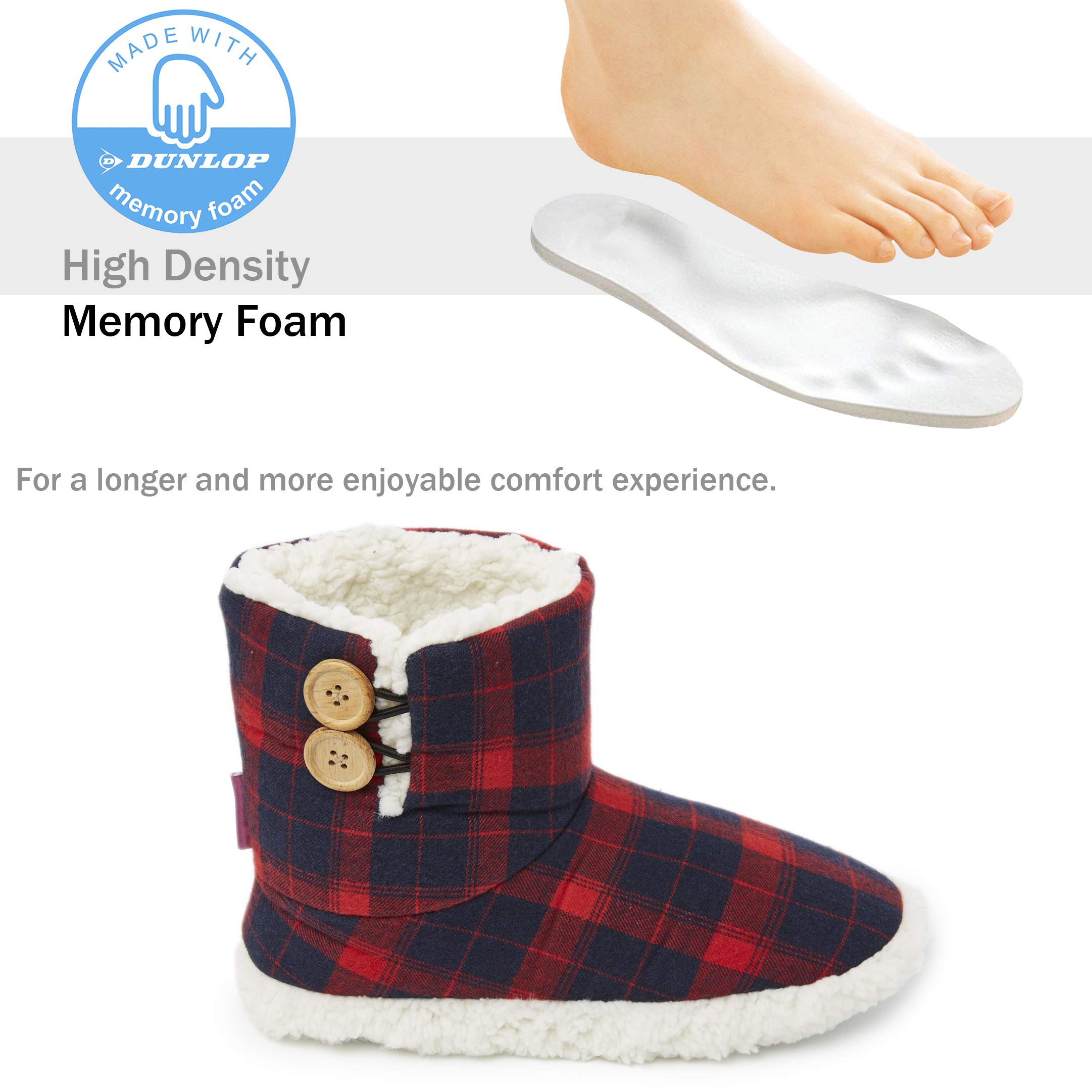 DUNLOP Pantofole Donna Invernali a Stivaletto Antiscivolo Memory Foam Regalo di Natale